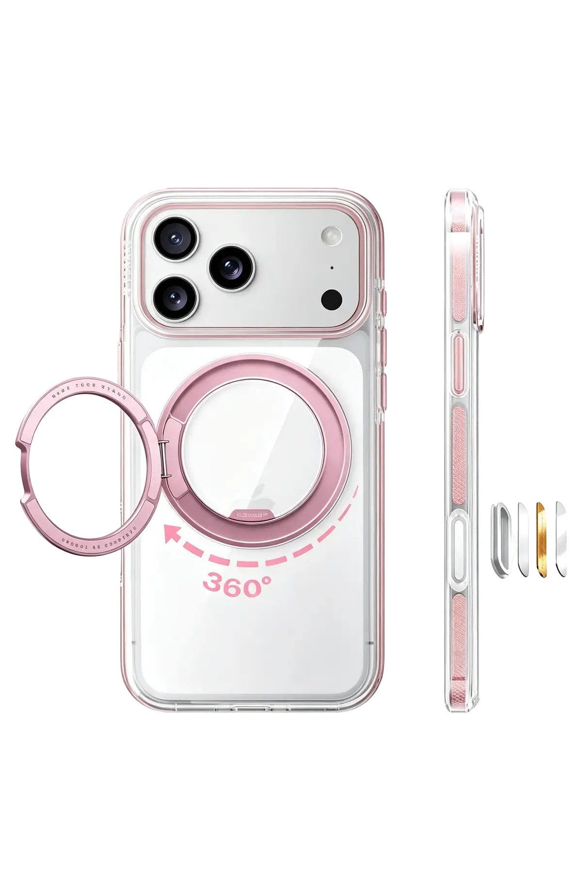 Torras Apple iPhone 18 Pro Ostand O3 Light Standlı Magsafe Kapak - Pembe
