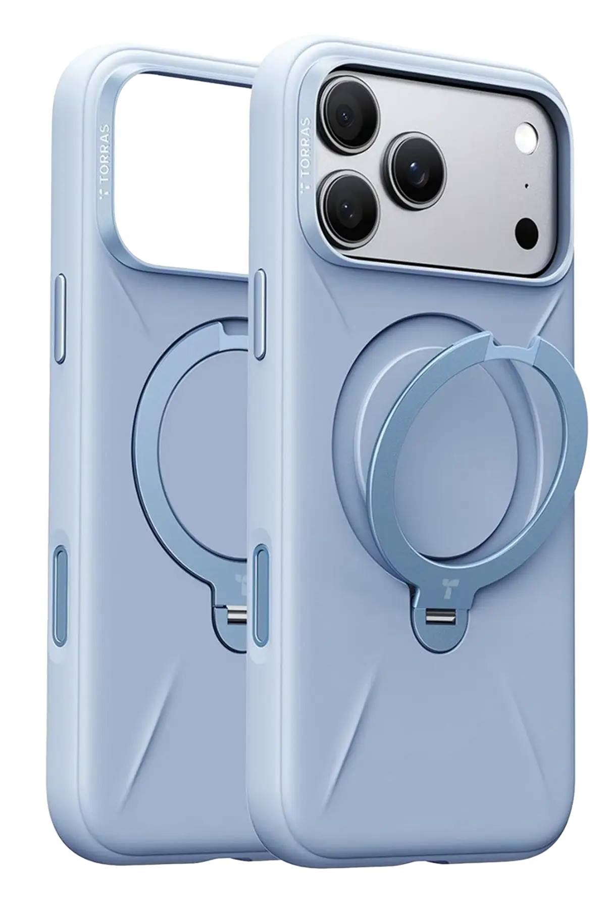 Torras Apple iPhone 18 Pro Ostand Q3 Silicone Standlı Magsafe Kapak - Açık Mavi