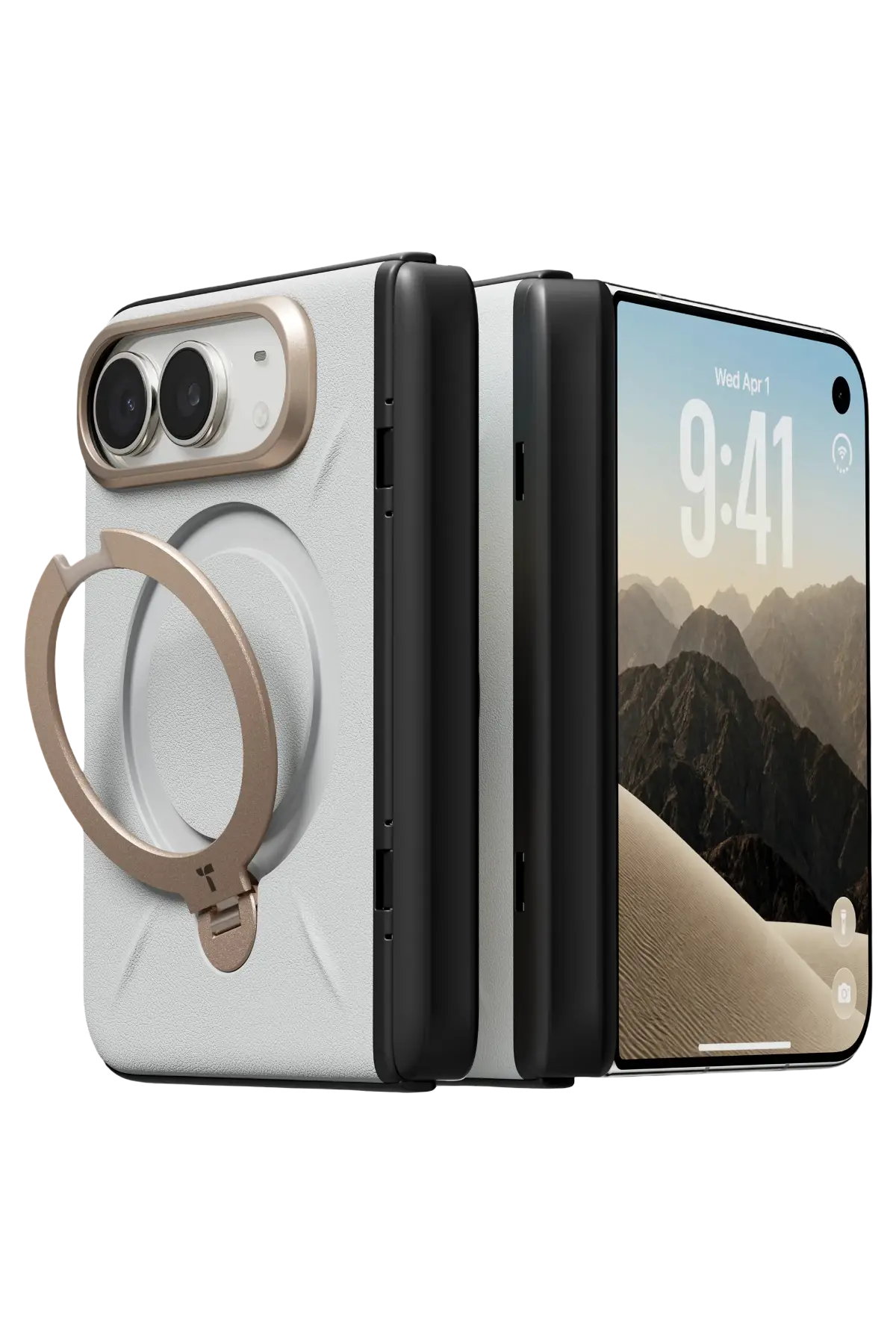 Torras Apple iPhone Duo O Stand Spin VegSkin Serisi Magsafe Kılıf - Beyaz