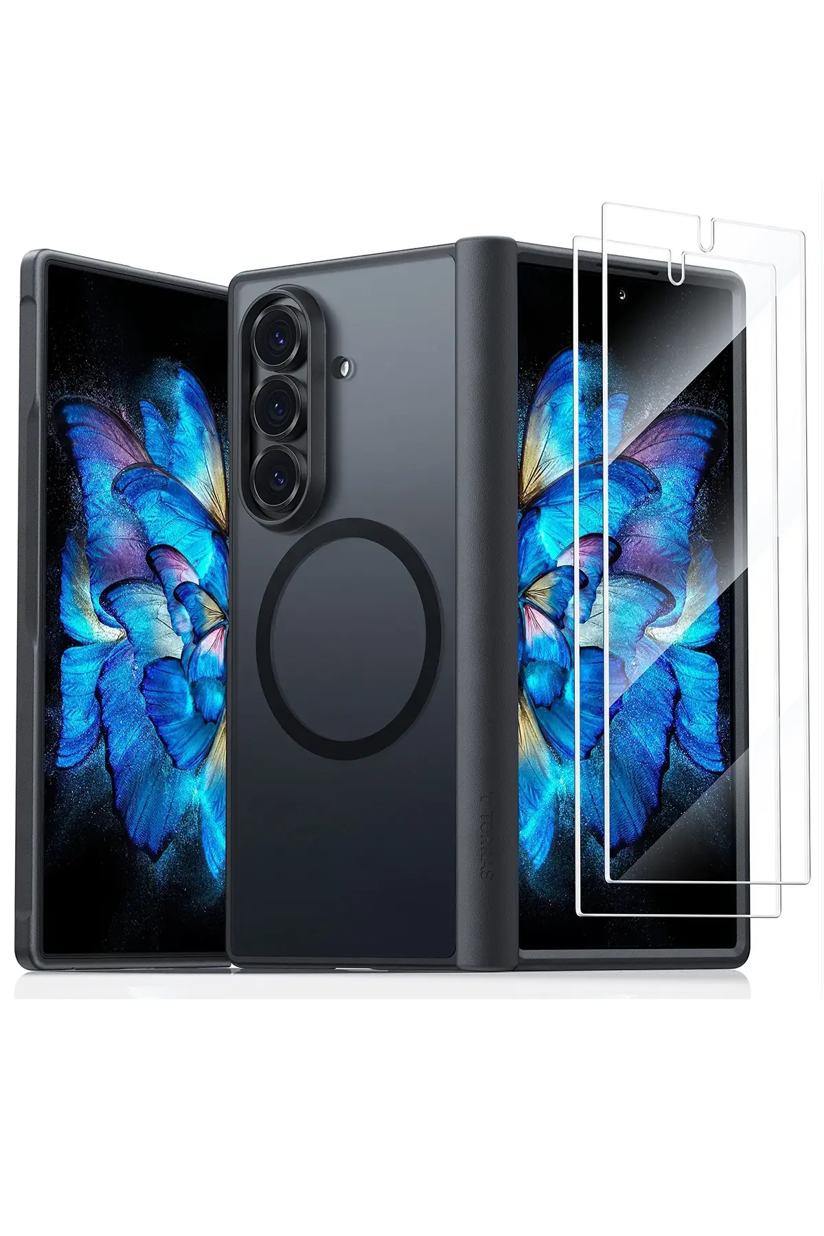 Torras Samsung Galaxy Z Fold 7 2 Adet Ekran Koruyuculu Guardian Magsafe Kılıf - Siyah