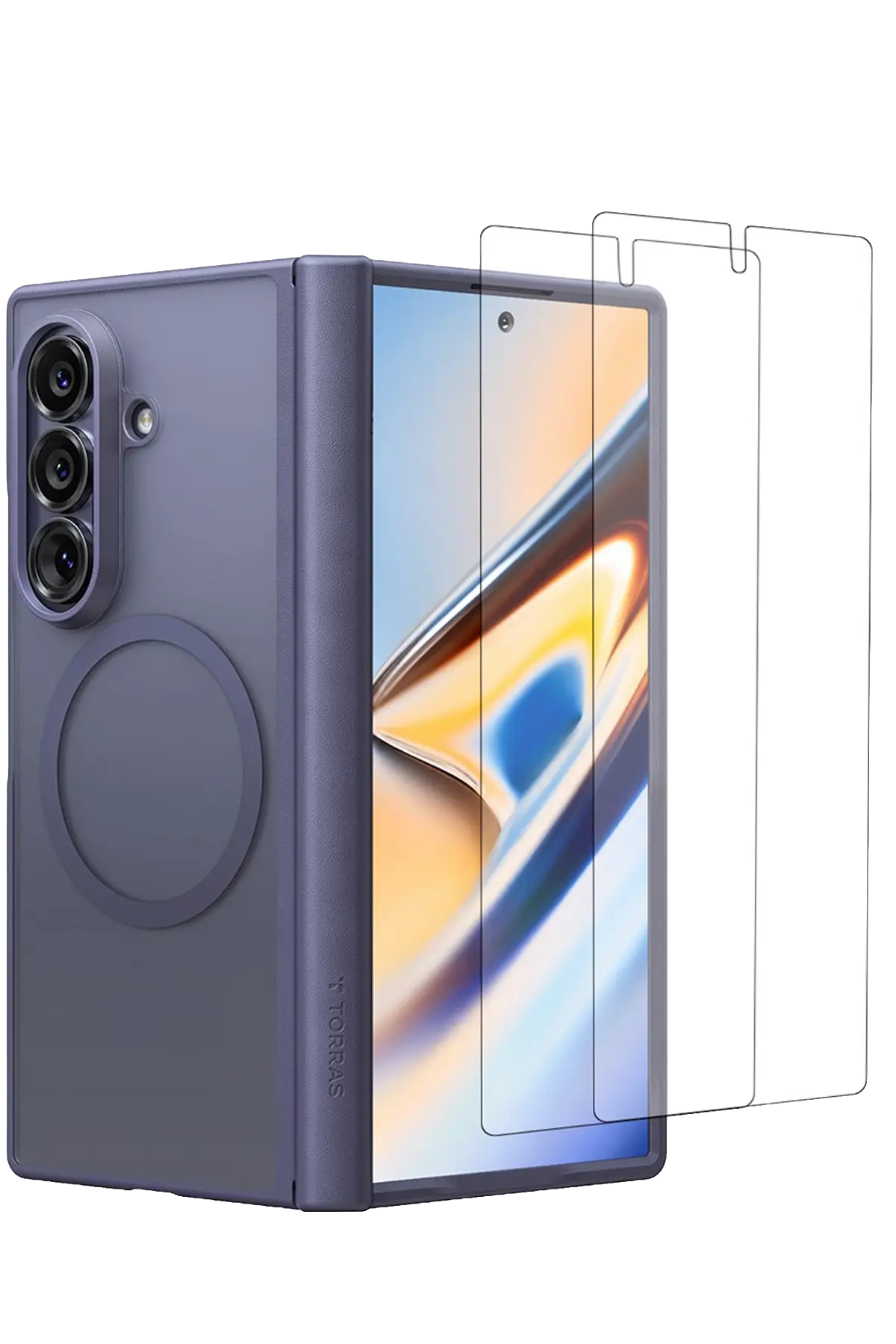 Torras Samsung Galaxy Z Fold 8 Ultra 2 Adet Ekran Koruyuculu Guardian Magsafe Kılıf - Derin Mor