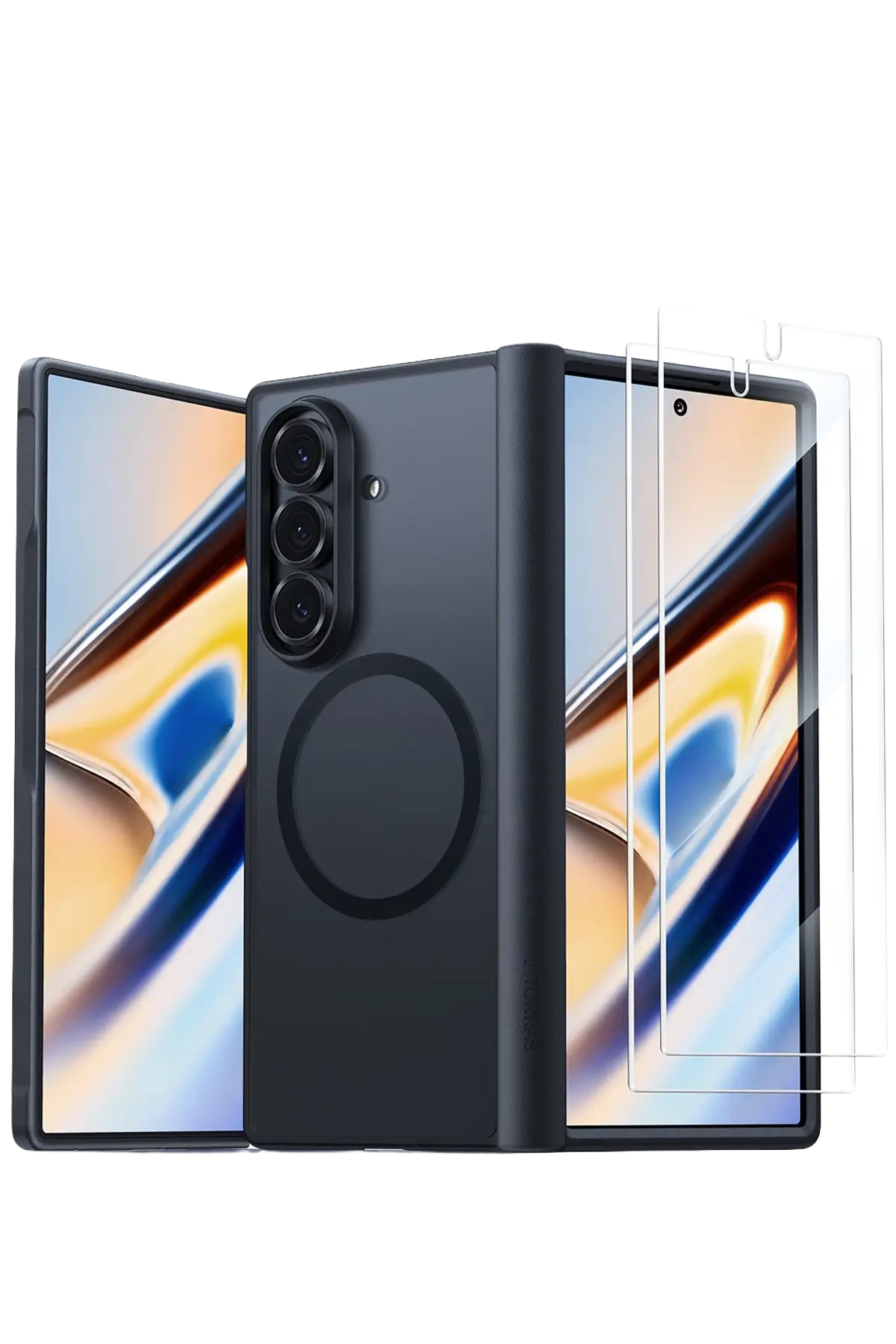 Torras Samsung Galaxy Z Fold 8 Ultra 2 Adet Ekran Koruyuculu Guardian Magsafe Kılıf - Siyah