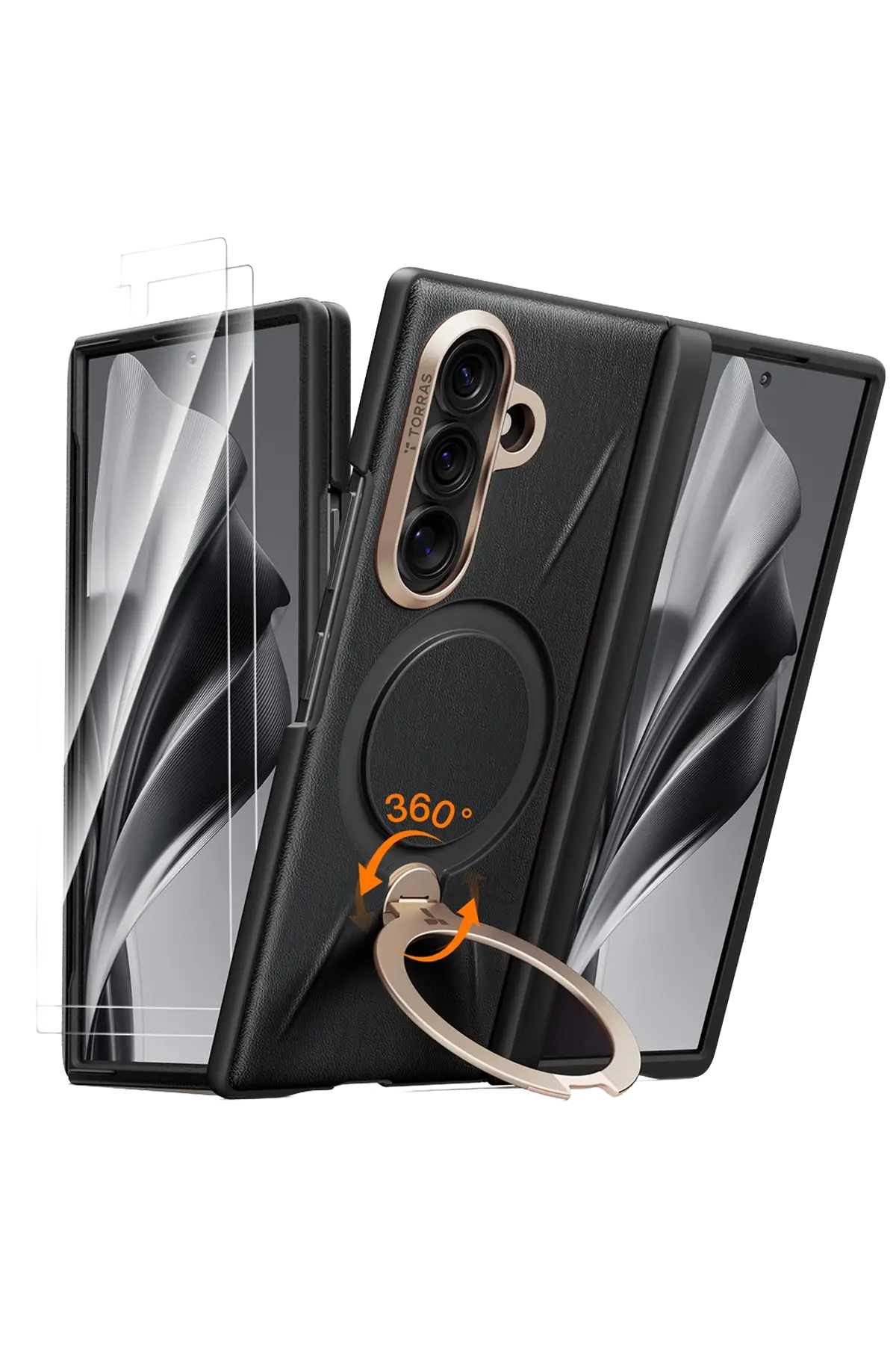 Torras Samsung Galaxy Z Fold 8 Ultra Ostand Q3 VegSkin 2 Adet Ekran Koruyuculu Magsafe Kılıf - Siyah