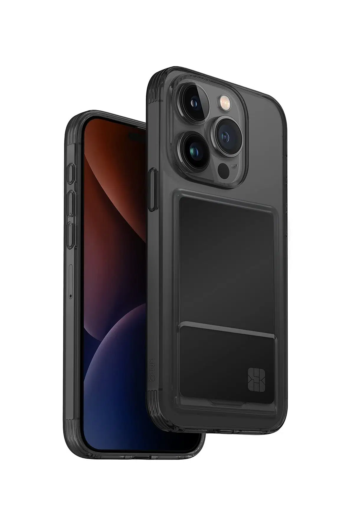 Uniq Apple iPhone 15 Pro Air Fender Kartvizitli Kapak - Füme