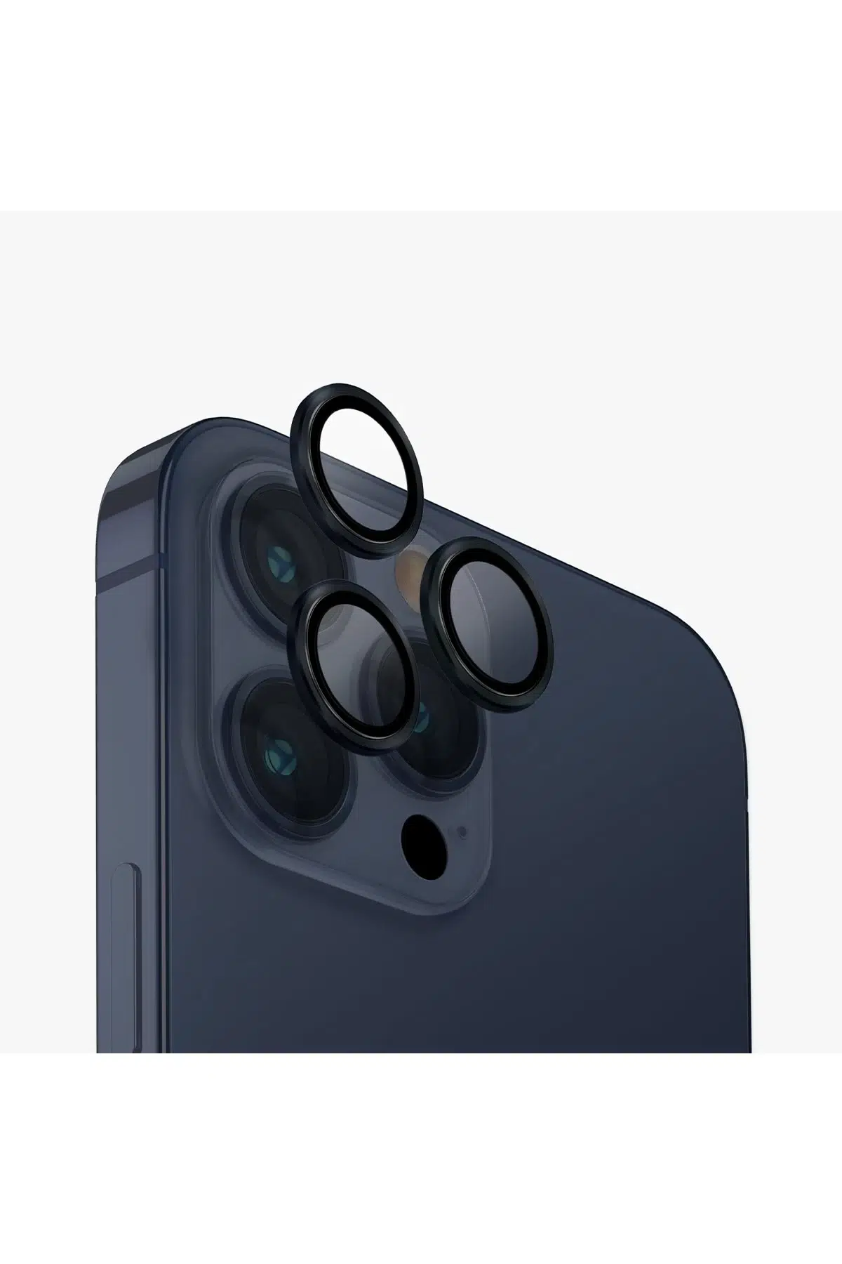 Uniq Apple iPhone 15 Pro Max Optix Alüminyum Kamera Lens Koruyucu - Lacivert