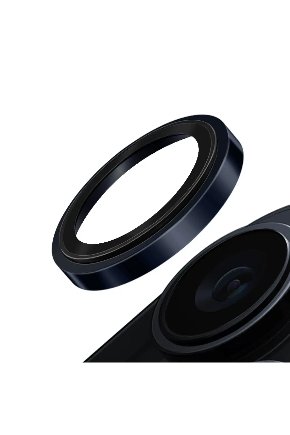 Uniq Apple iPhone 15 Pro Max Optix Çelik Çerçeveli Sapphire Kamera Lens Koruyucu - Lacivert