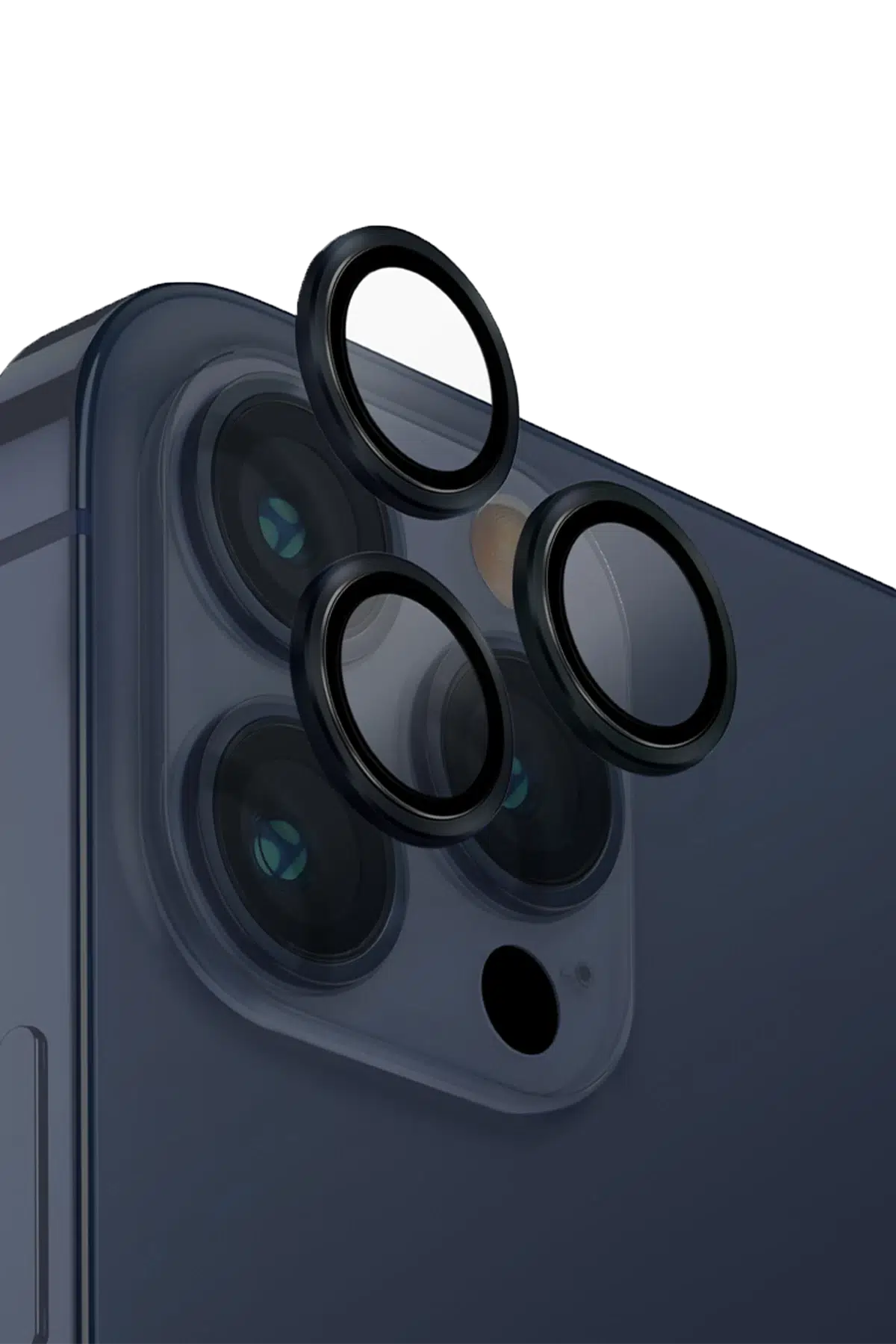 Uniq Apple iPhone 15 Pro Optix Alüminyum Kamera Lens Koruyucu - Lacivert