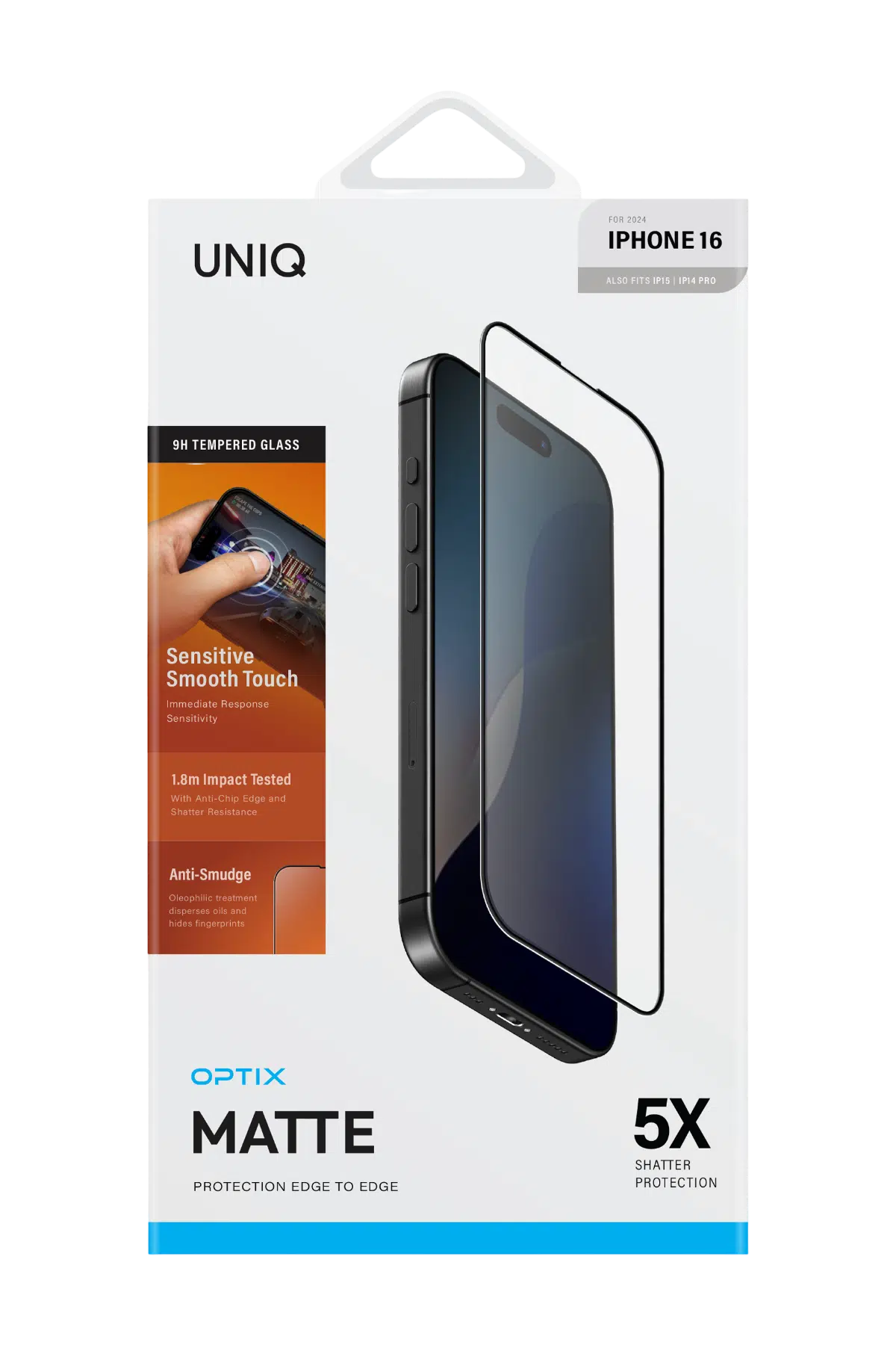 Uniq Apple iPhone 16 Optix Mat Ekran Koruyucu - Siyah