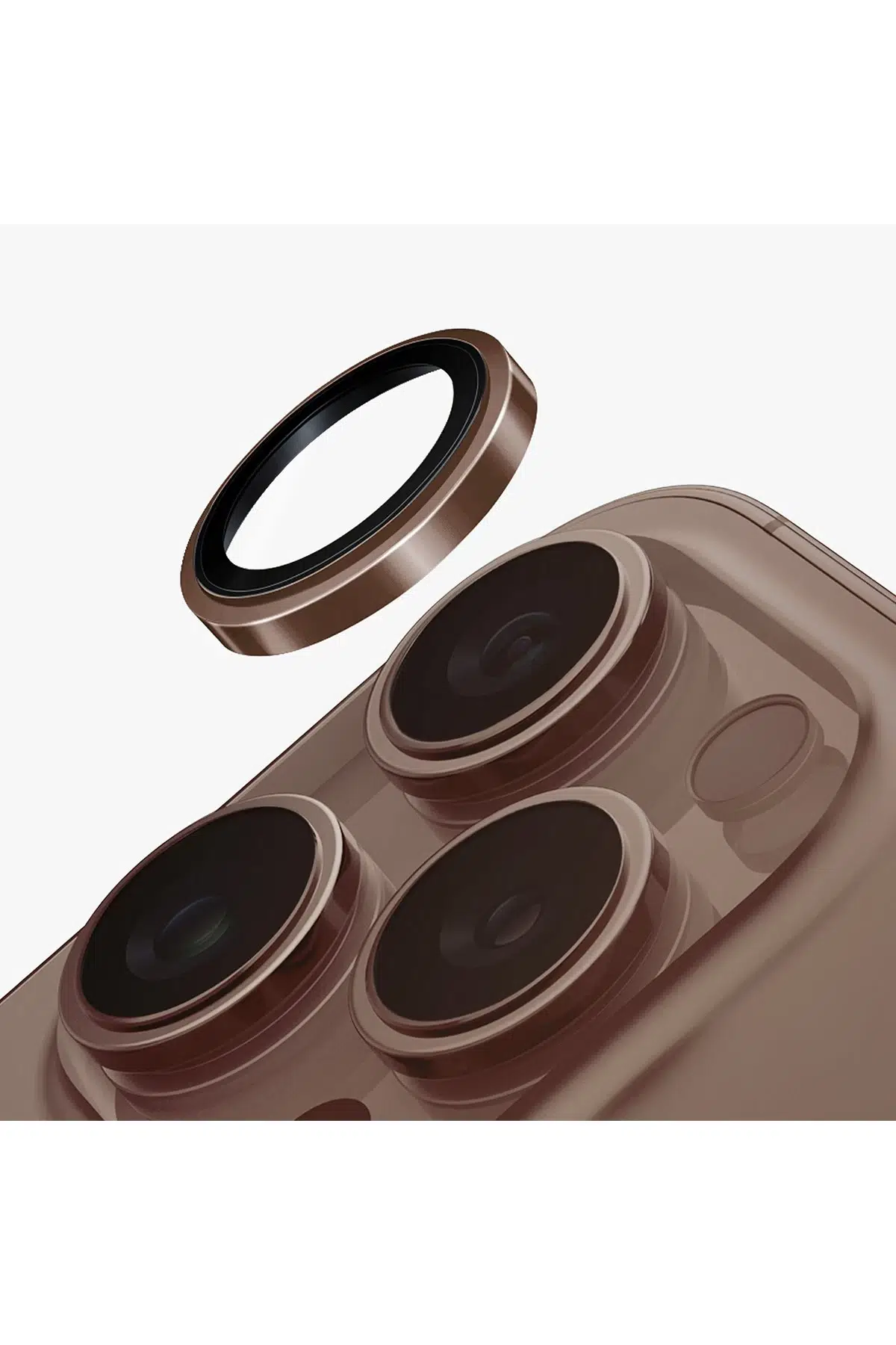 Uniq Apple iPhone 16 Pro Max Optix Çelik Çerçeveli Sapphire Kamera Lens Koruyucu - Gold