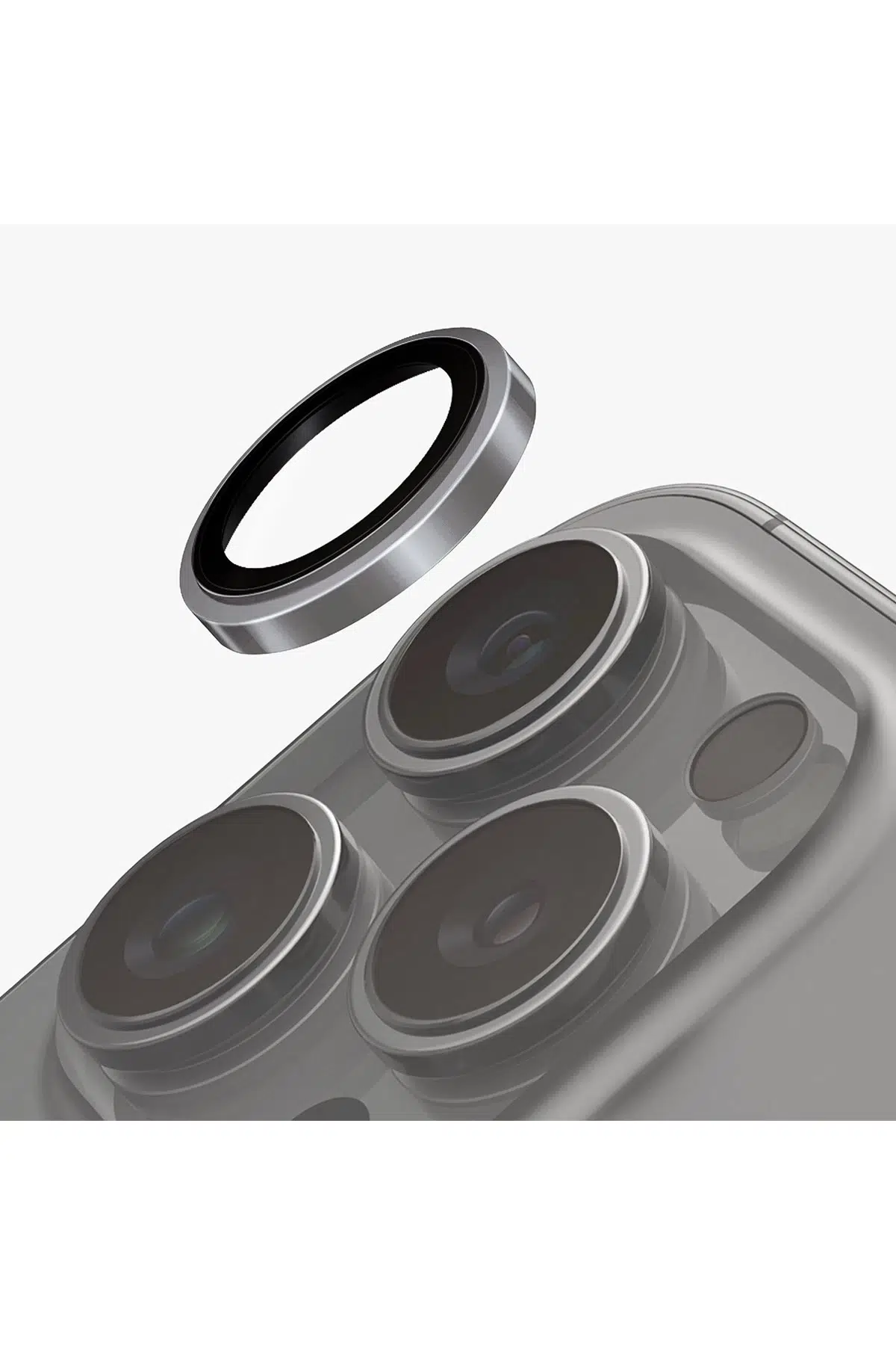 Uniq Apple iPhone 16 Pro Max Optix Çelik Çerçeveli Sapphire Kamera Lens Koruyucu - Gri