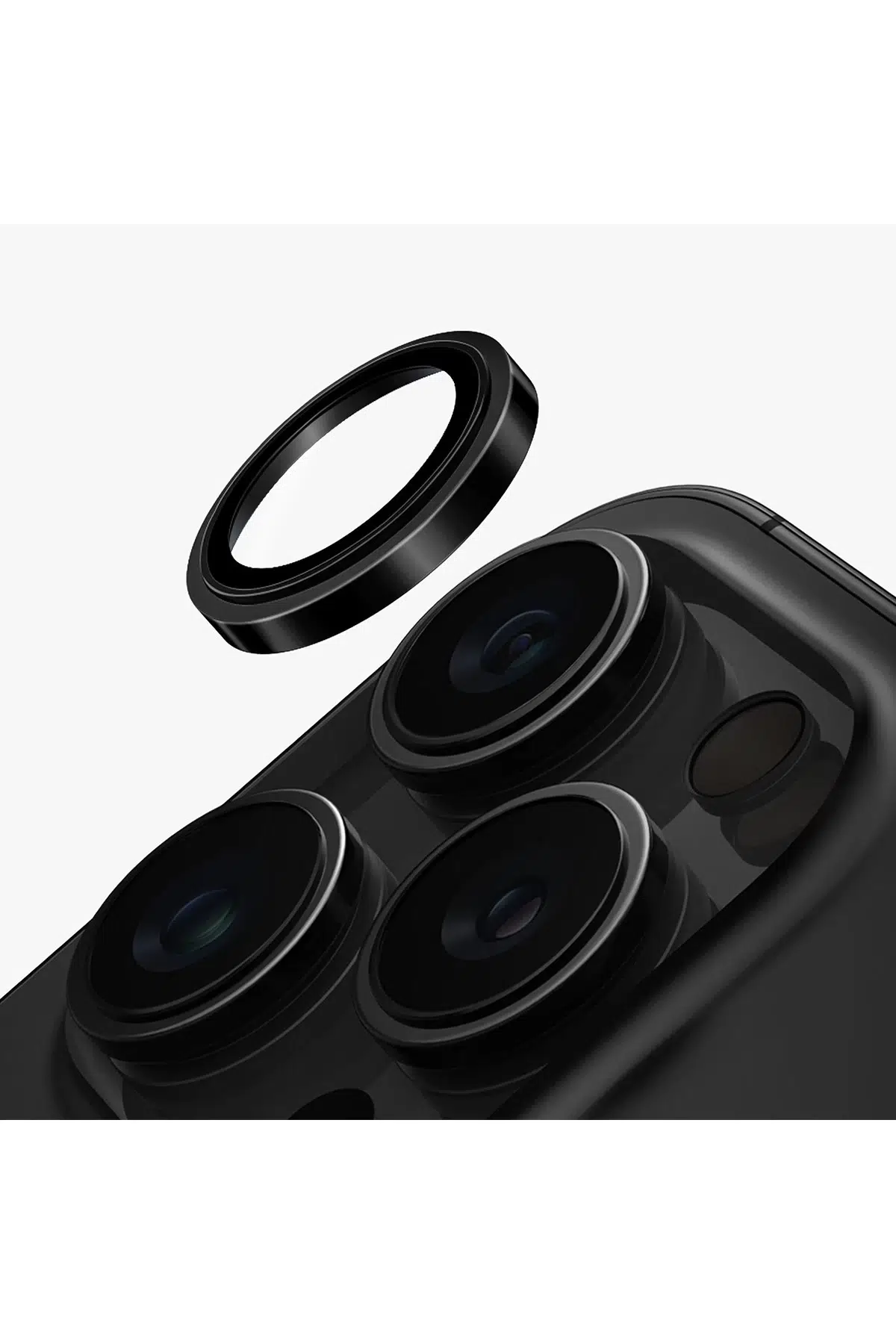 Uniq Apple iPhone 16 Pro Max Optix Çelik Çerçeveli Sapphire Kamera Lens Koruyucu - Siyah