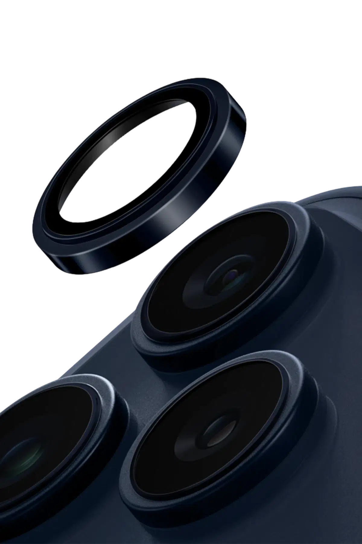 Uniq Apple iPhone 17 Pro Max Optix Çelik Çerçeveli Sapphire Kamera Lens Koruyucu - Lacivert