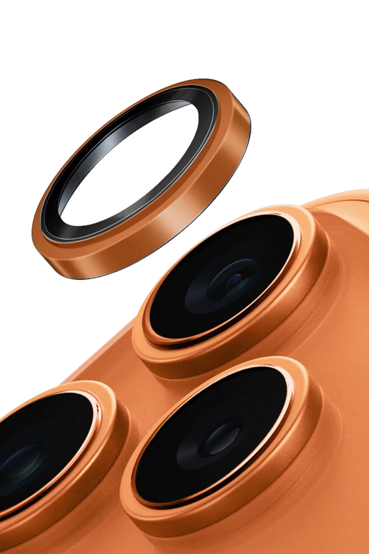 Uniq Apple iPhone 17 Pro Max Optix Çelik Çerçeveli Sapphire Kamera Lens Koruyucu - Turuncu