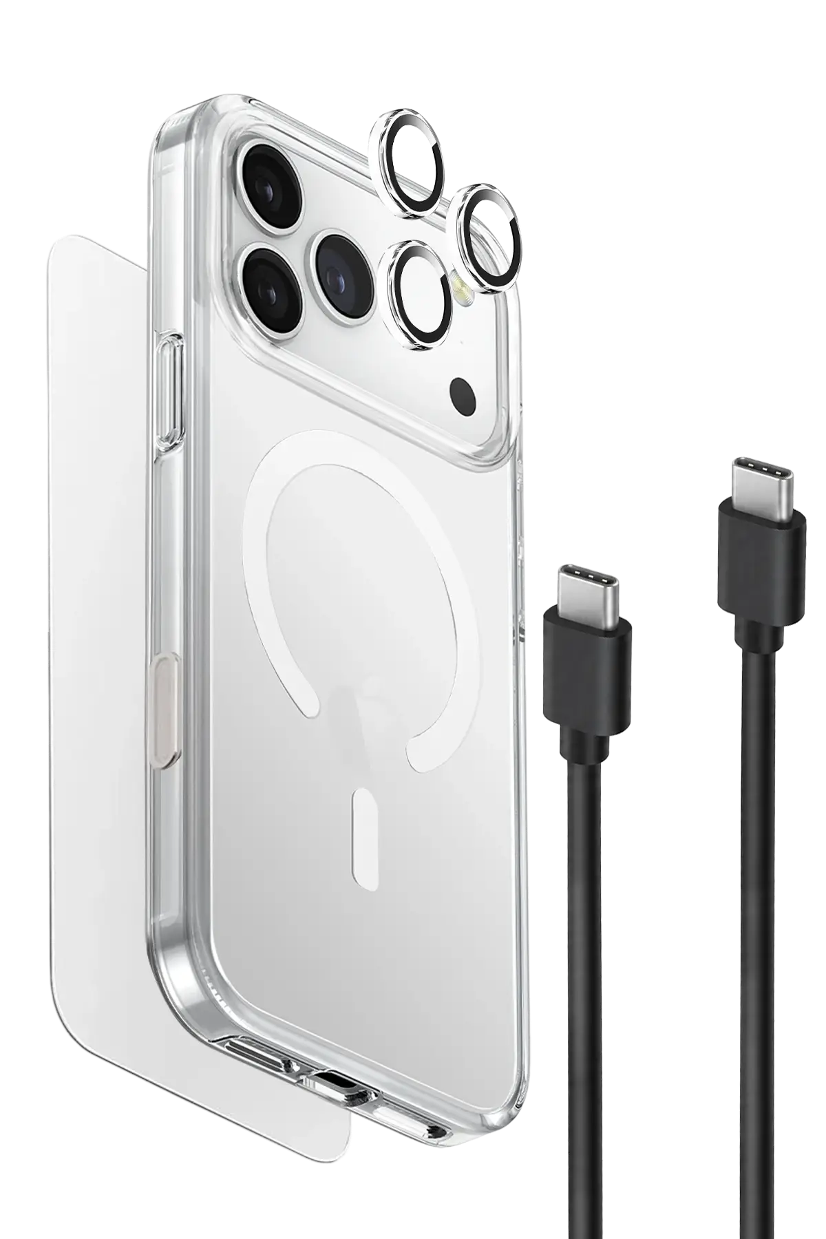 Uniq Apple iPhone 18 Pro Clearvue Essential (60W Kablo Dahil) Magsafe 4in1 Set Kapak - Şeffaf