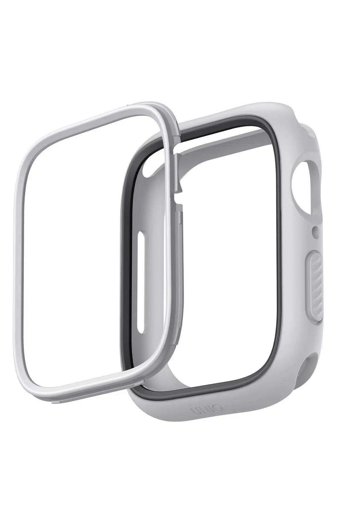 Uniq Apple Watch 41mm Moduo Camlı Kasa Ekran Koruyucu - Gümüş-Gri