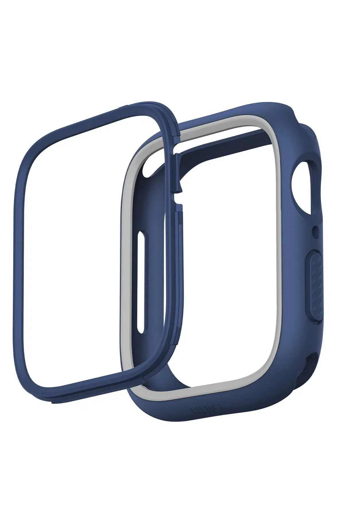 Uniq Apple Watch 45mm Moduo Camlı Kasa Ekran Koruyucu - Lacivert-Gri