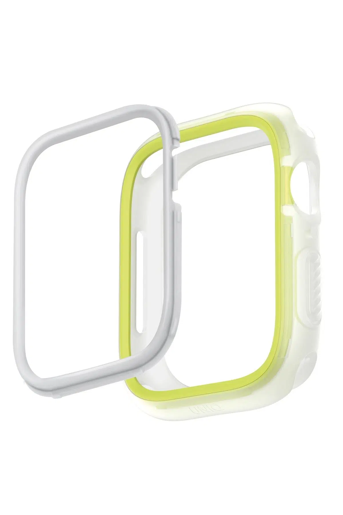 Uniq Apple Watch 45mm Moduo Camlı Kasa Ekran Koruyucu - Sarı-Beyaz