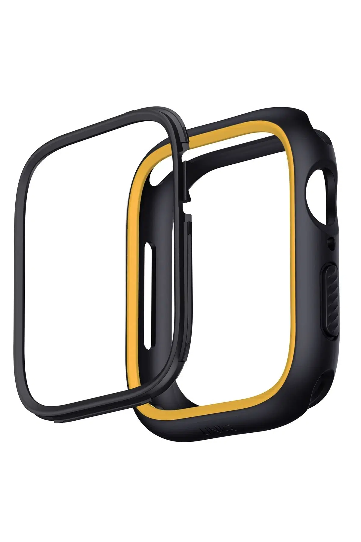 Uniq Apple Watch 45mm Moduo Camlı Kasa Ekran Koruyucu - Siyah-Sarı