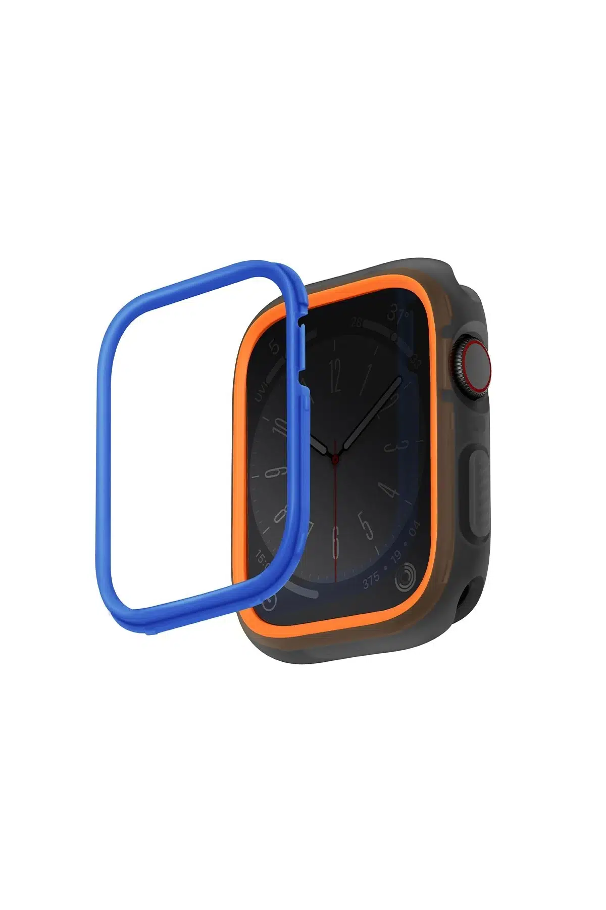 Uniq Apple Watch 45mm Moduo Camlı Kasa Ekran Koruyucu - Turuncu-Mavi