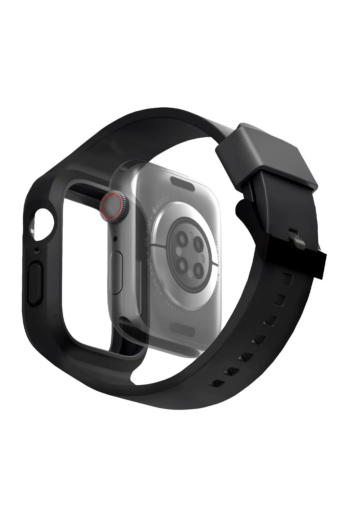 Uniq Apple Watch 45mm Monos 2 in 1 Silikon Kordon - Siyah