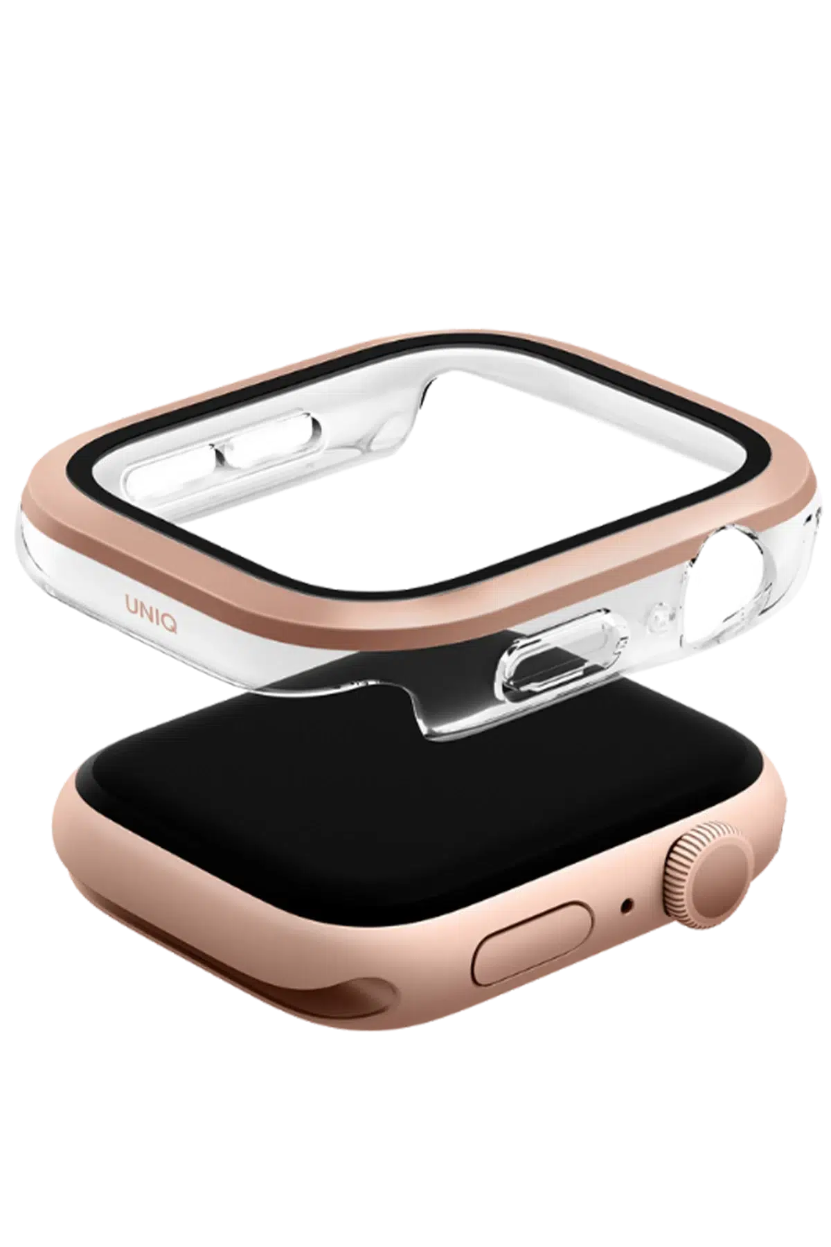 Uniq Apple Watch 46mm Voute Camlı Kasa Ekran Koruyucu - Rose Gold