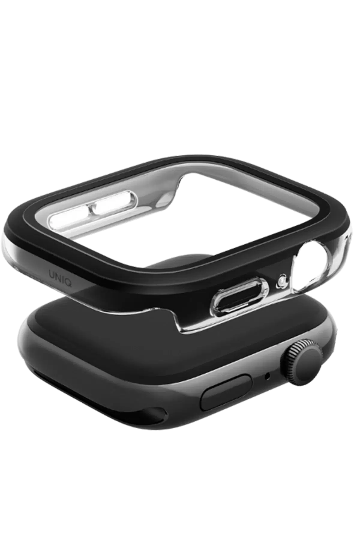 Uniq Apple Watch 46mm Voute Camlı Kasa Ekran Koruyucu - Siyah