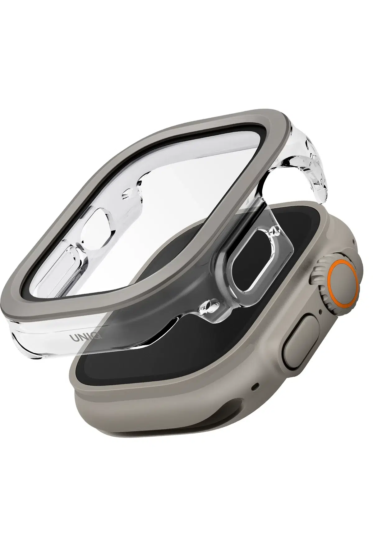 Uniq Apple Watch 49mm Voute Camlı Kasa Ekran Koruyucu - Titan Gri