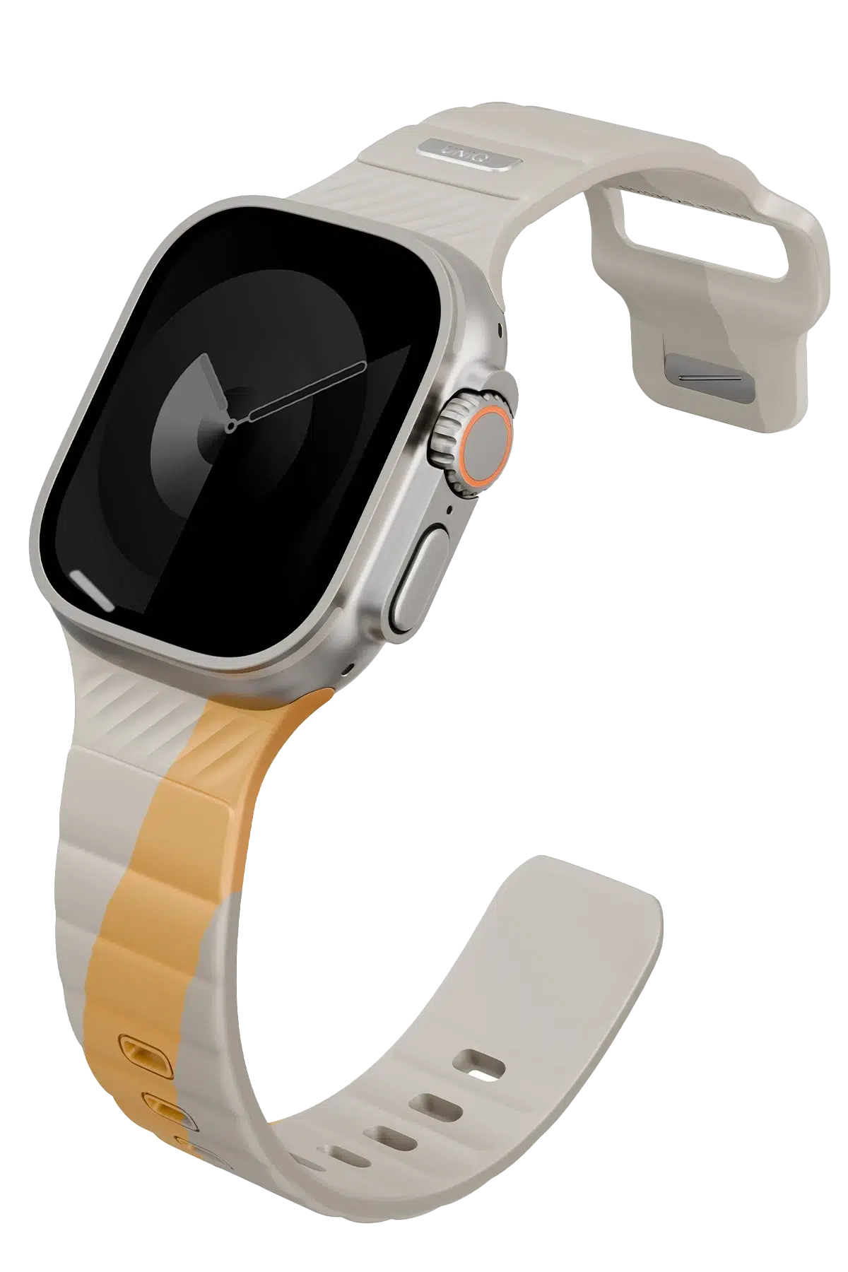 Uniq Apple Watch Ultra 49mm Stride Rubber FKM Designer Edition Silikon Kordon - Bej-Sarı