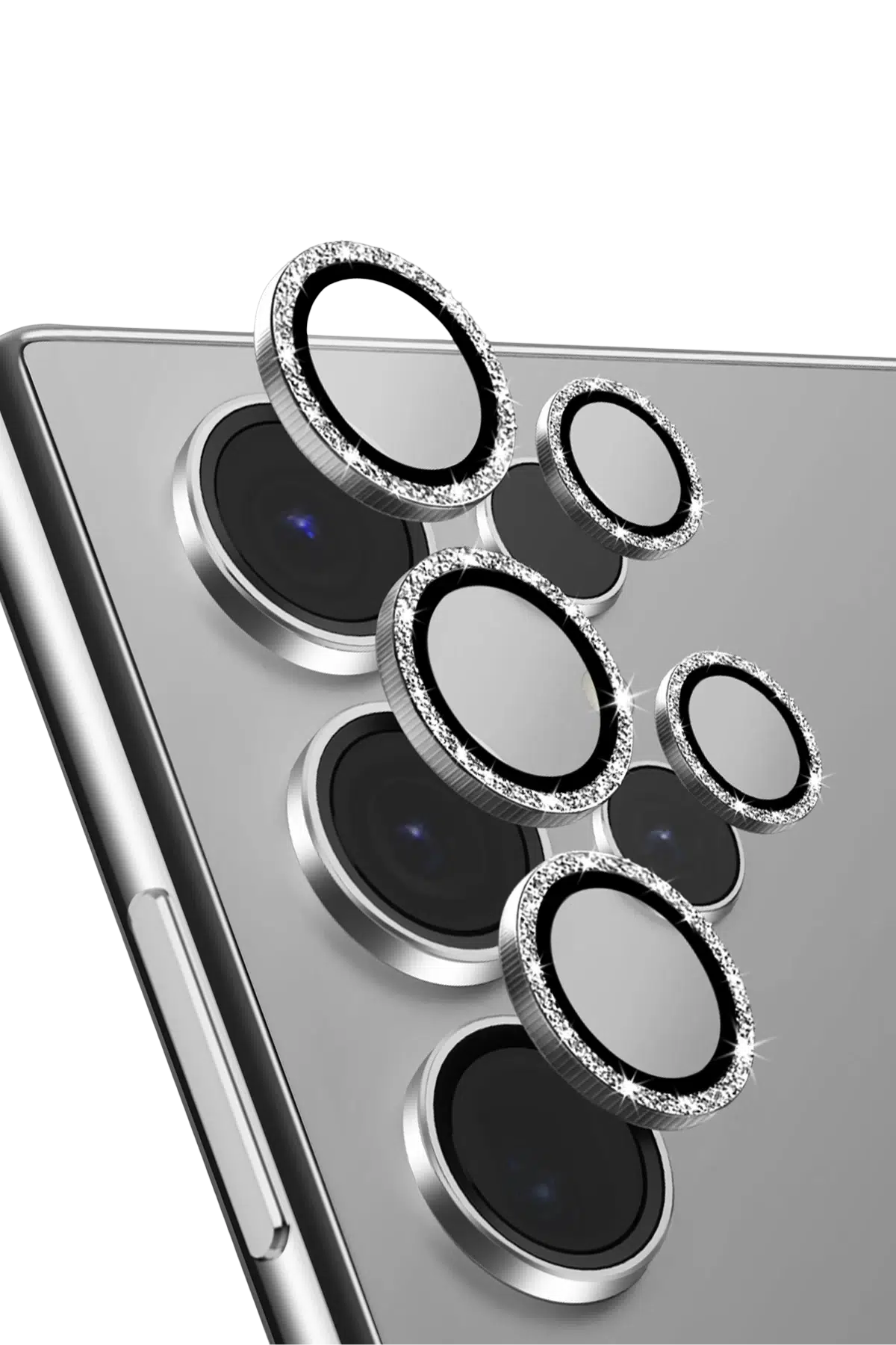 Uniq Samsung Galaxy S24 Ultra Optix Simli Alüminyum Kamera Lens Koruyucu - Beyaz