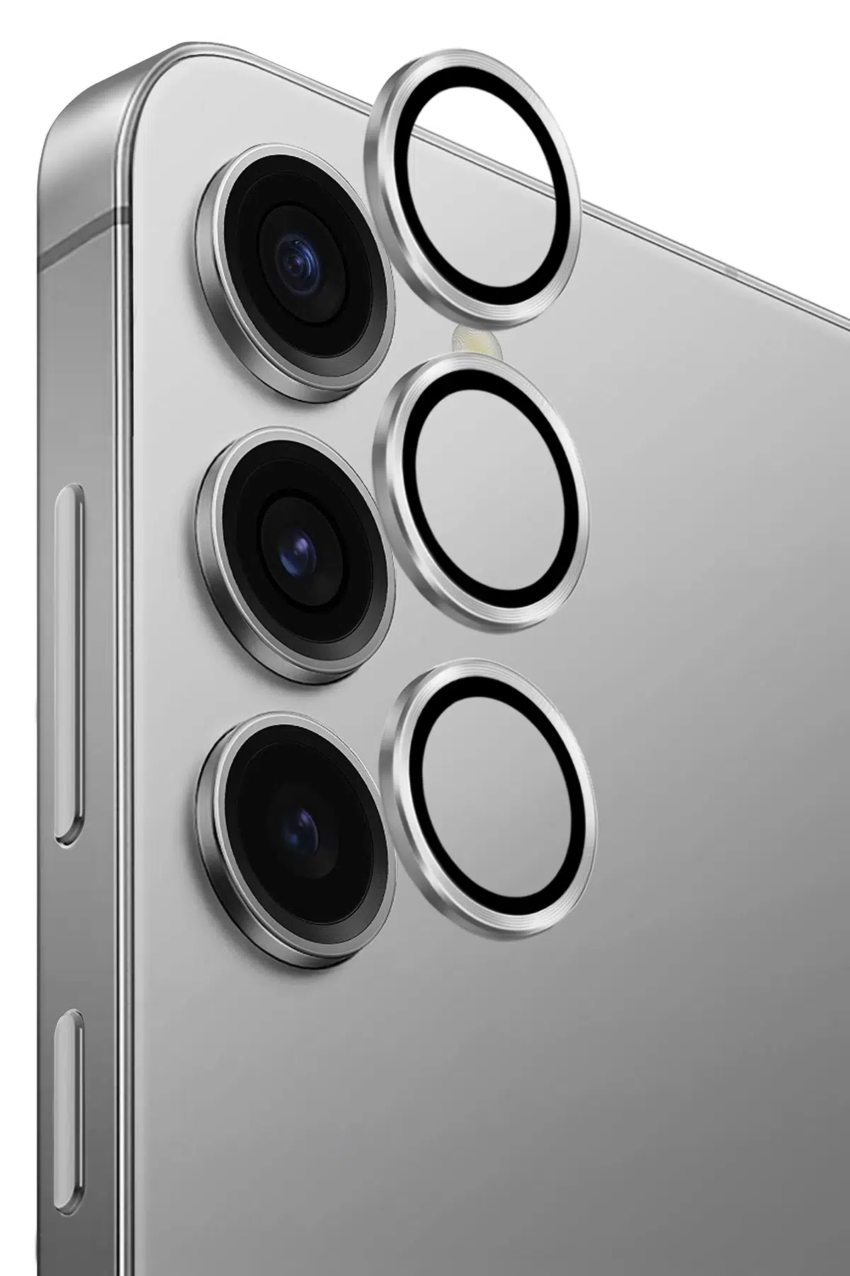 Uniq Samsung Galaxy S25 Optix Alüminyum Kamera Lens Koruyucu - Gümüş