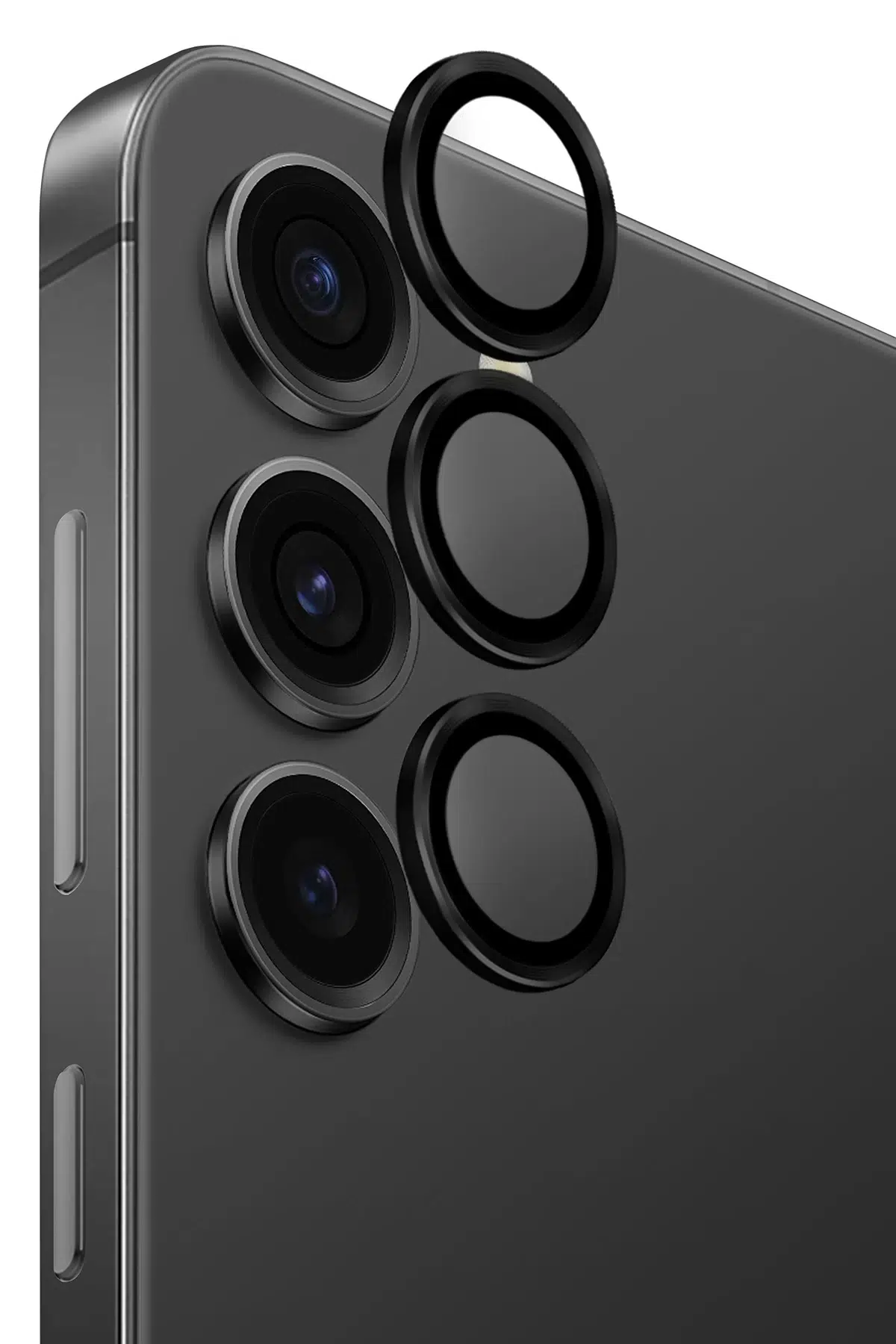 Uniq Samsung Galaxy S25 Optix Alüminyum Kamera Lens Koruyucu - Siyah