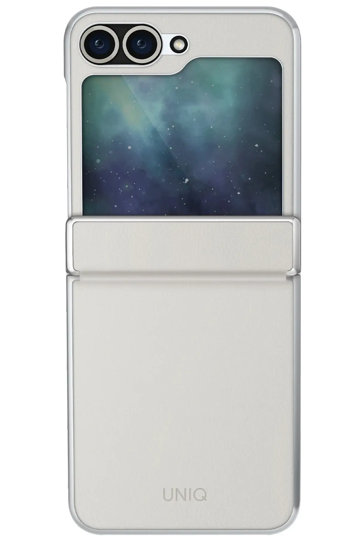 Uniq Samsung Galaxy Z Flip 6 Ora Katlanabilir Deri Kapak - Beyaz