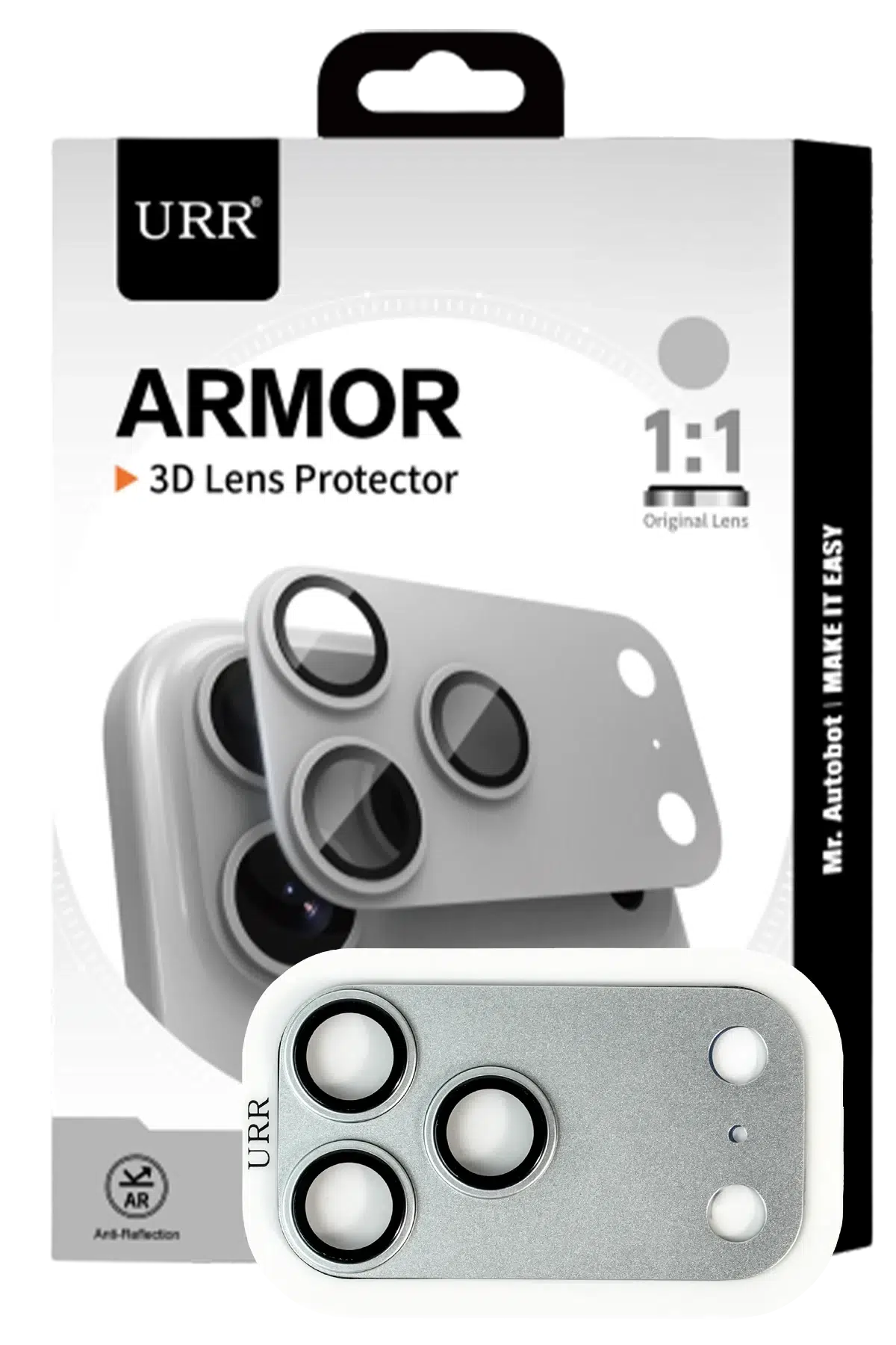 URR Apple iPhone 17 Pro Armor 3D Kamera Lens Koruyucu - Gümüş