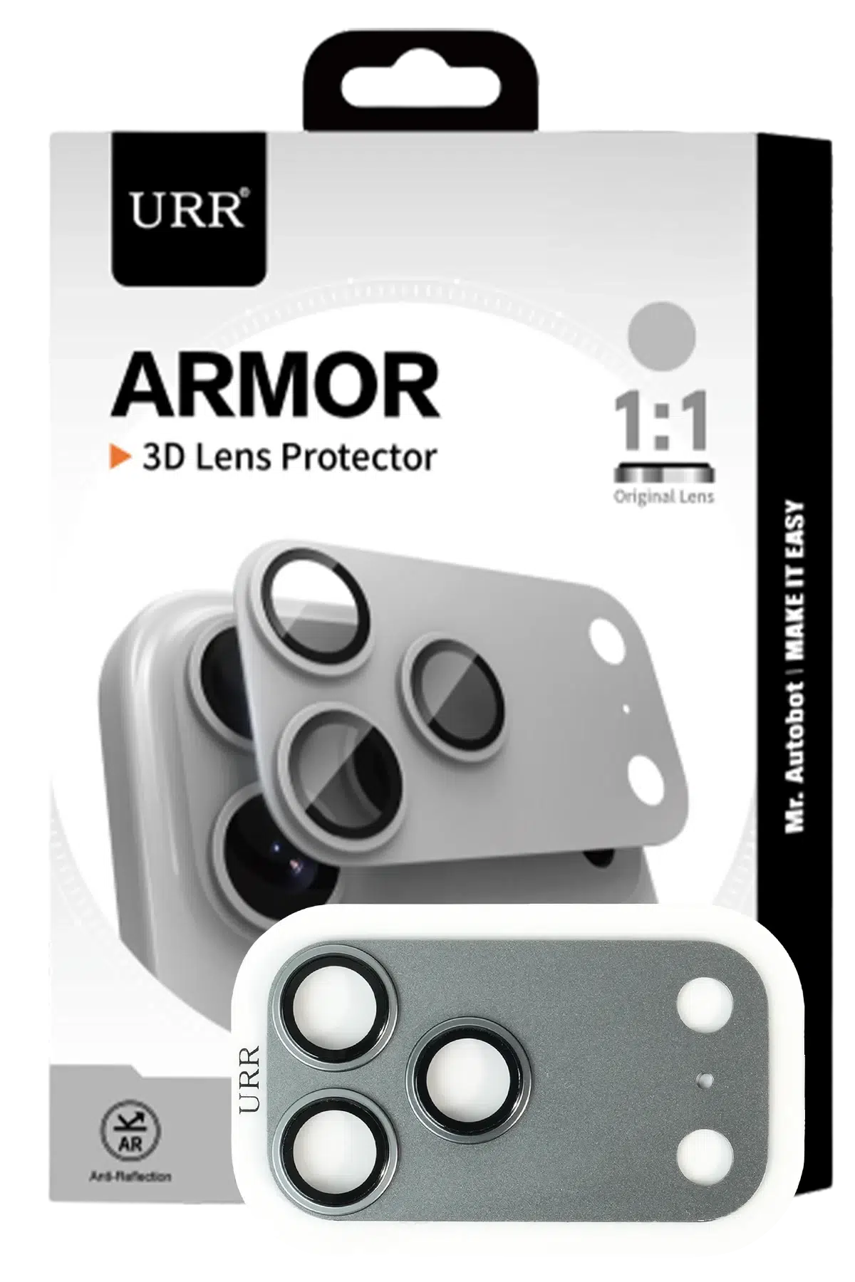 URR Apple iPhone 17 Pro Armor 3D Kamera Lens Koruyucu - Natural Grey