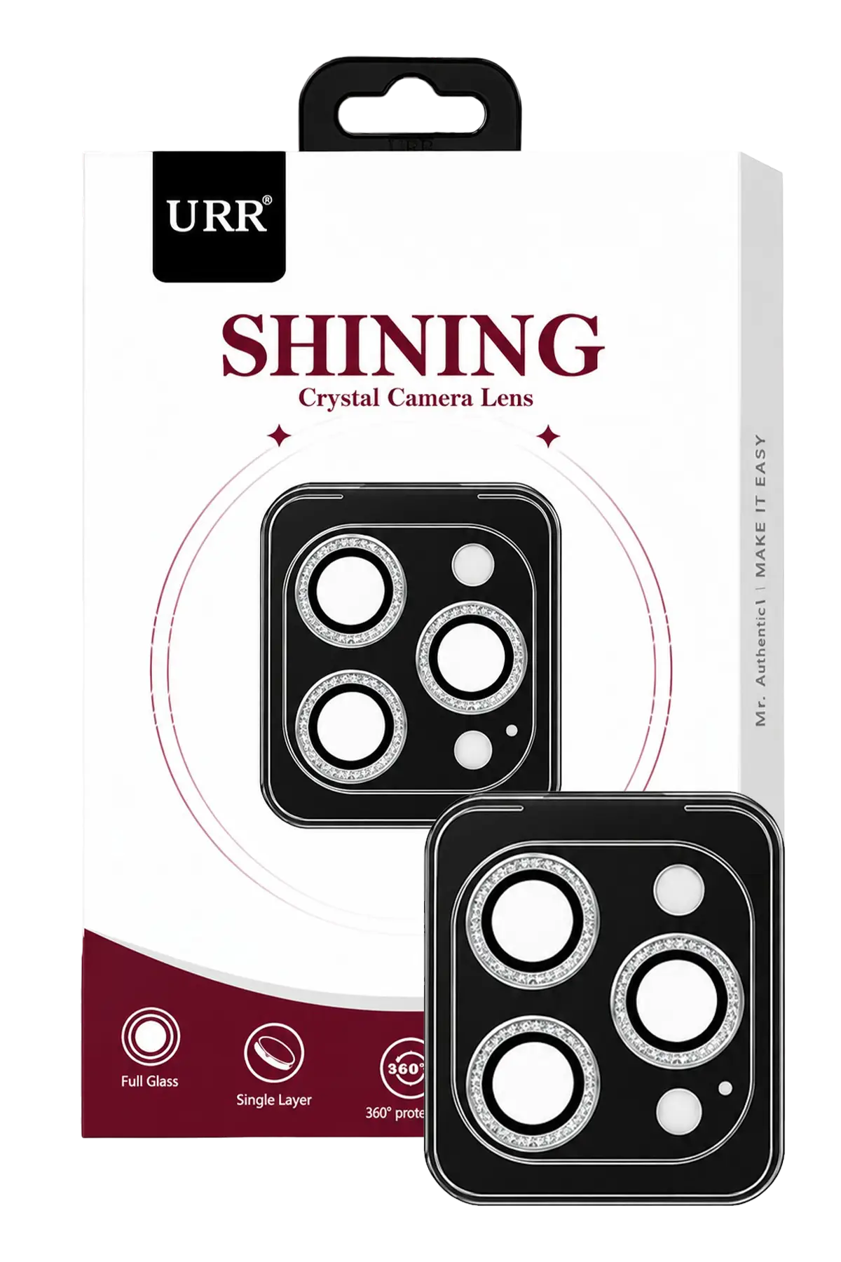 URR iPhone 17 Pro Max Shining Crystal Kamera Lens Koruyucu - Gümüş