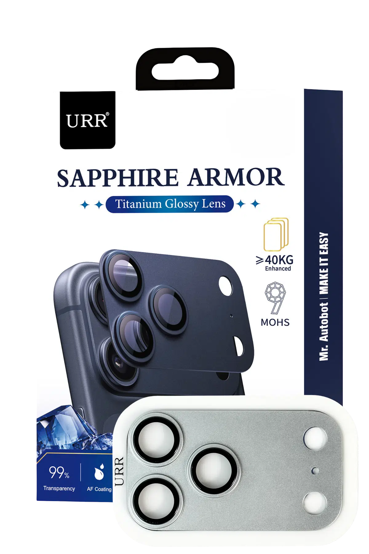 URR Apple iPhone 17 Pro Sapphire Armor Kamera Lens Koruyucu - Gümüş