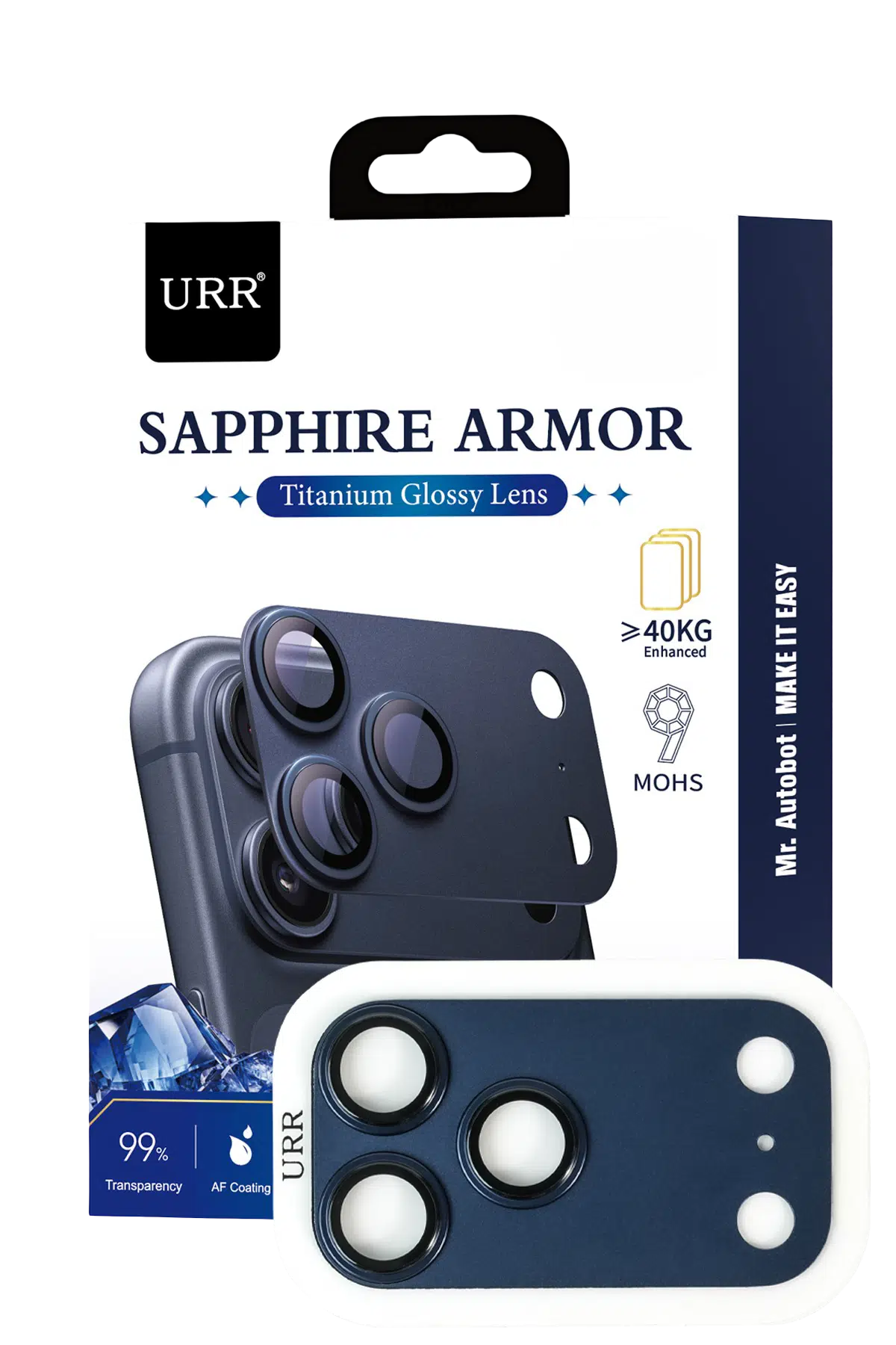 URR Apple iPhone 17 Pro Sapphire Armor Kamera Lens Koruyucu - Lacivert