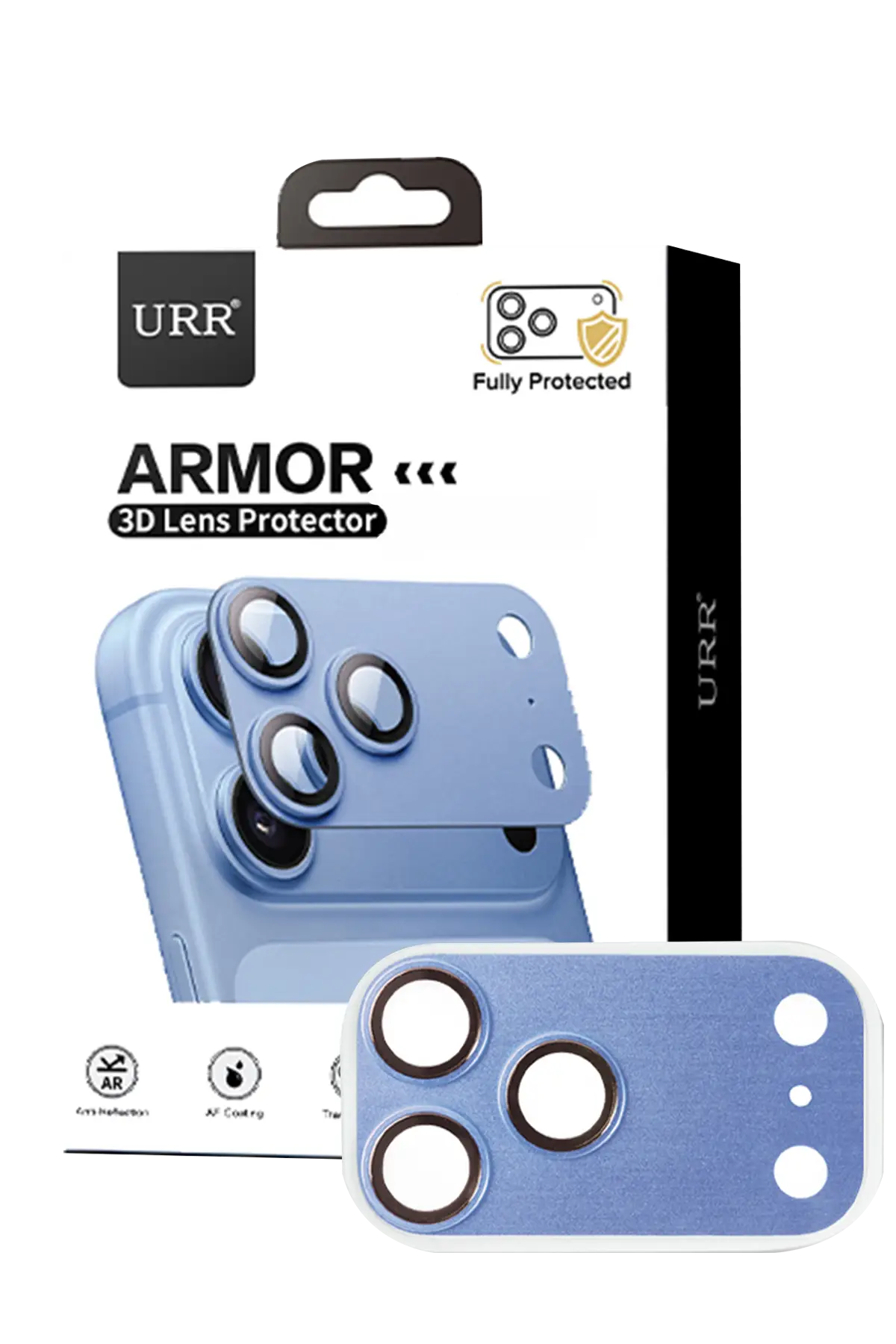 URR Apple iPhone 18 Pro Armor 3D Kamera Lens Koruyucu - Mavi