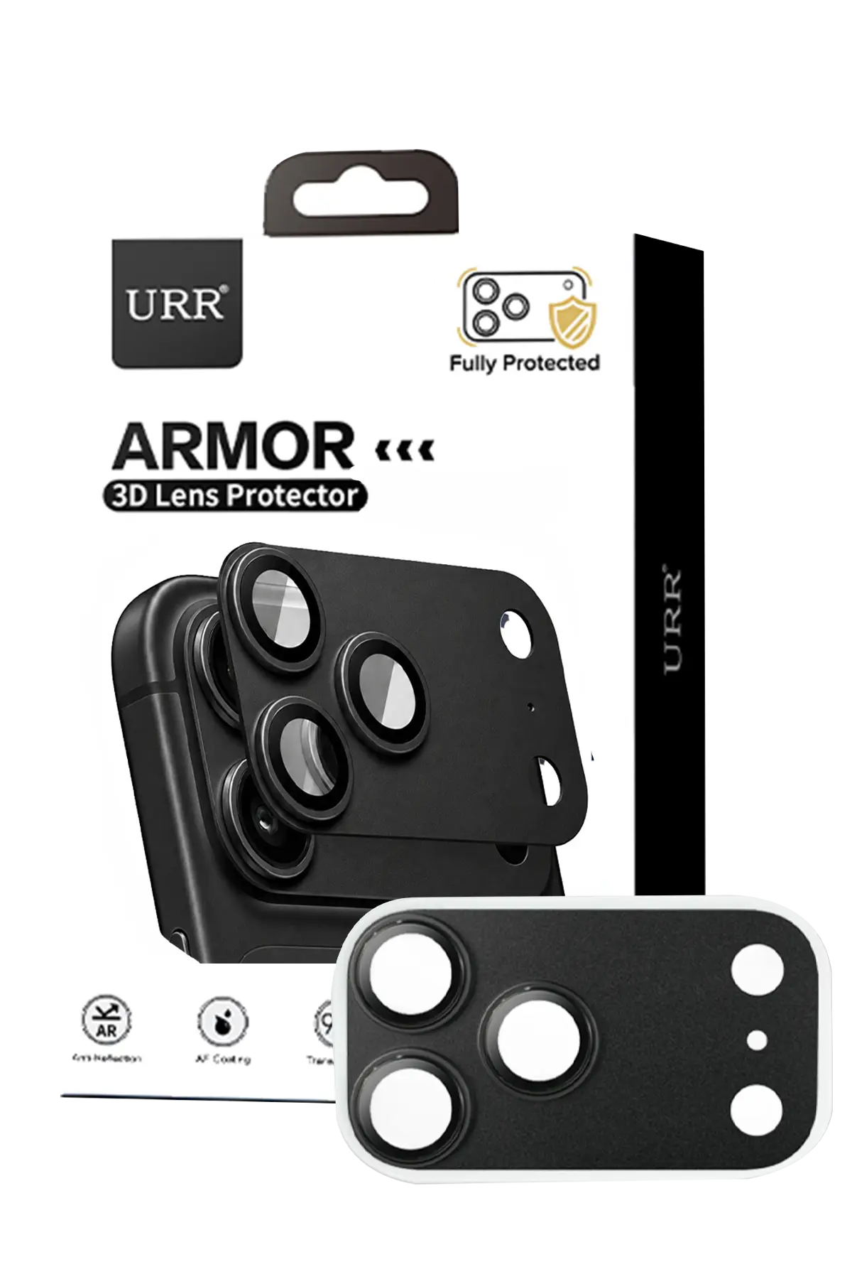 URR Apple iPhone 18 Pro Armor 3D Kamera Lens Koruyucu - Siyah