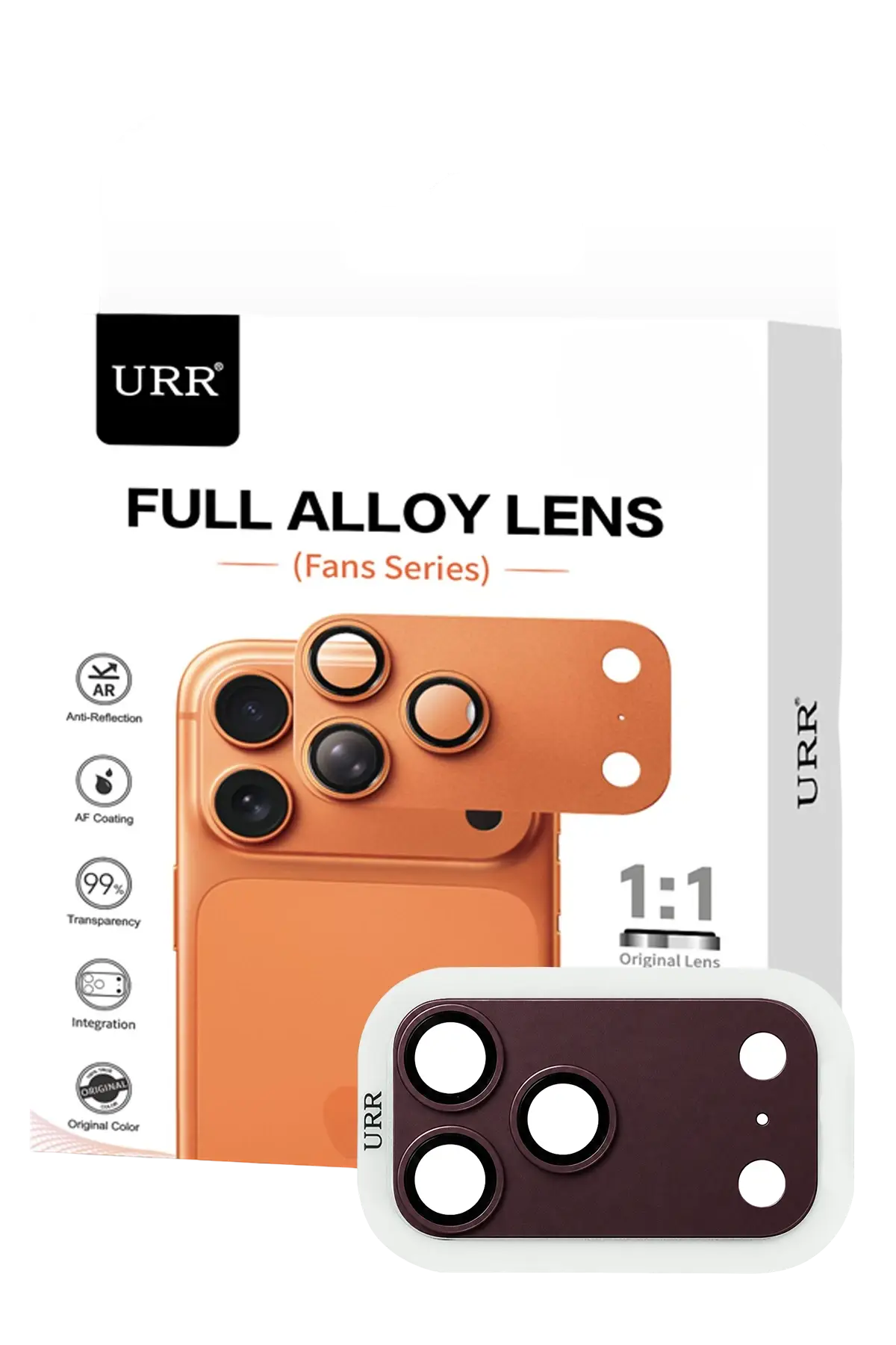 URR Apple iPhone 18 Pro Fans Series Full Alloy Kamera Lens Koruyucu - Bordo
