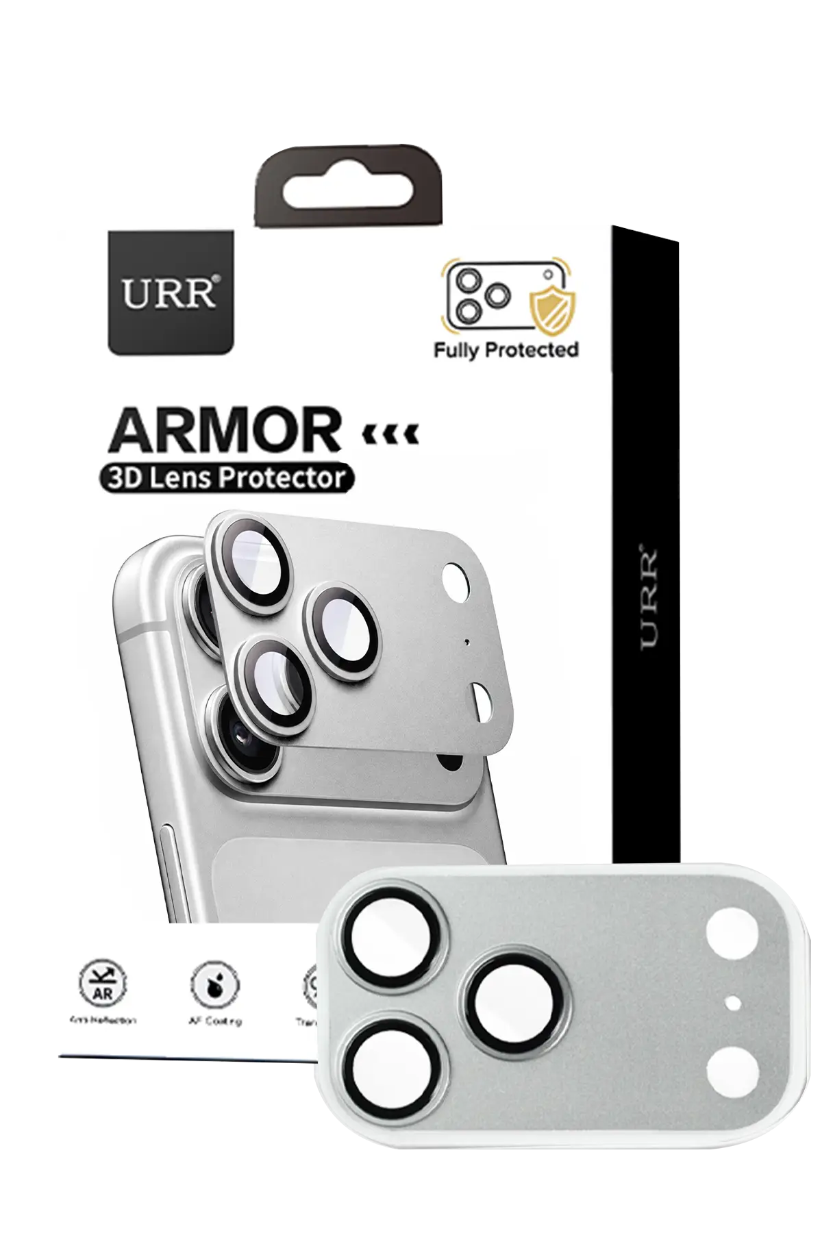 URR Apple iPhone 18 Pro Max Armor 3D Kamera Lens Koruyucu - Gümüş