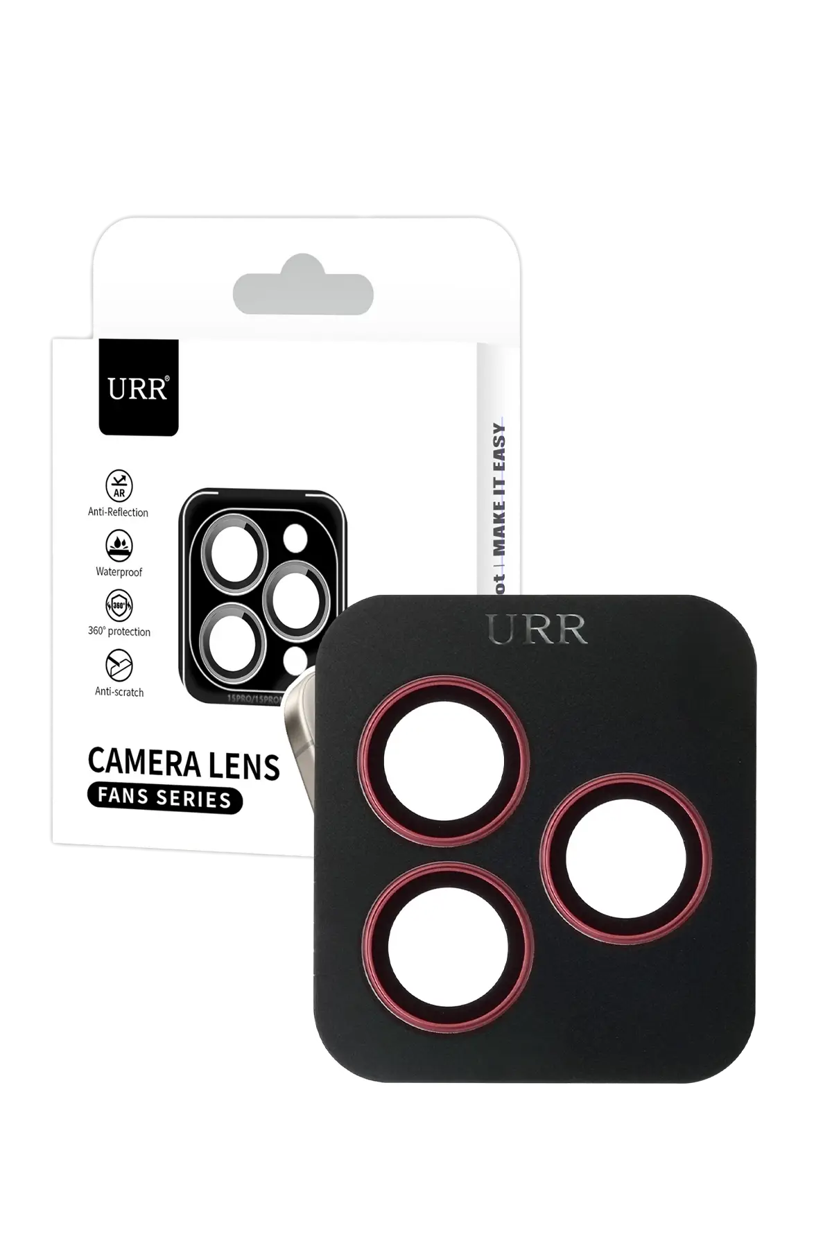 URR Apple iPhone 18 Pro Max Fan Series AR Kamera Lens Koruyucu - Bordo