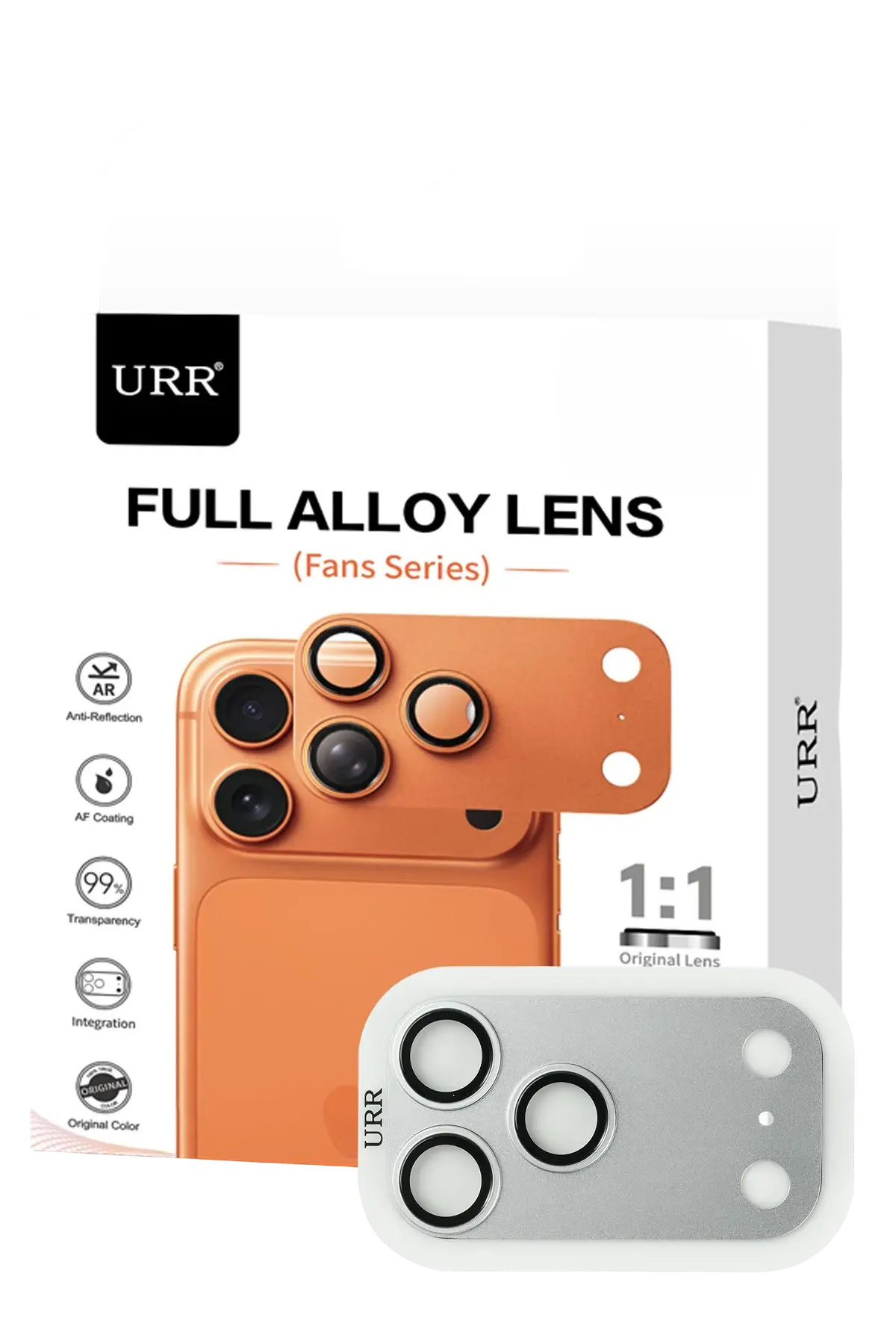 URR Apple iPhone 18 Pro Max Fans Series Full Alloy Kamera Lens Koruyucu - Gümüş