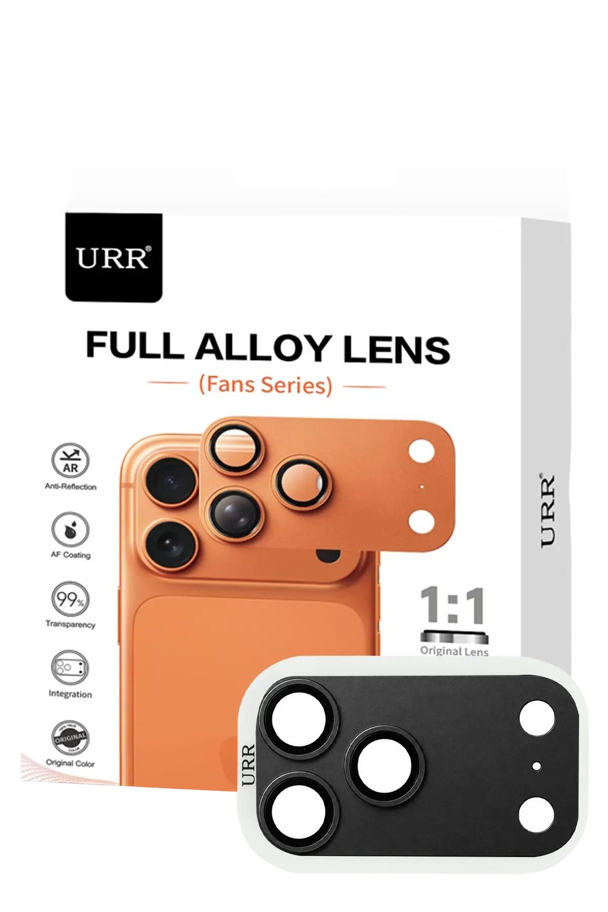 URR Apple iPhone 18 Pro Max Fans Series Full Alloy Kamera Lens Koruyucu - Siyah