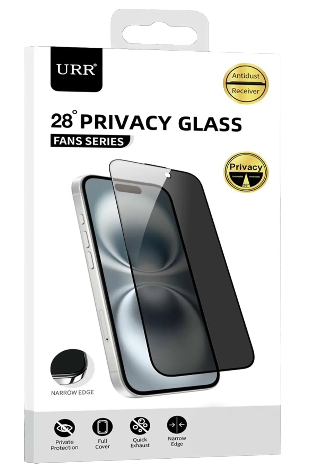 URR Apple iPhone 18 Pro Max Fans Series Premium Hayalet Cam Ekran Koruyucu - Siyah