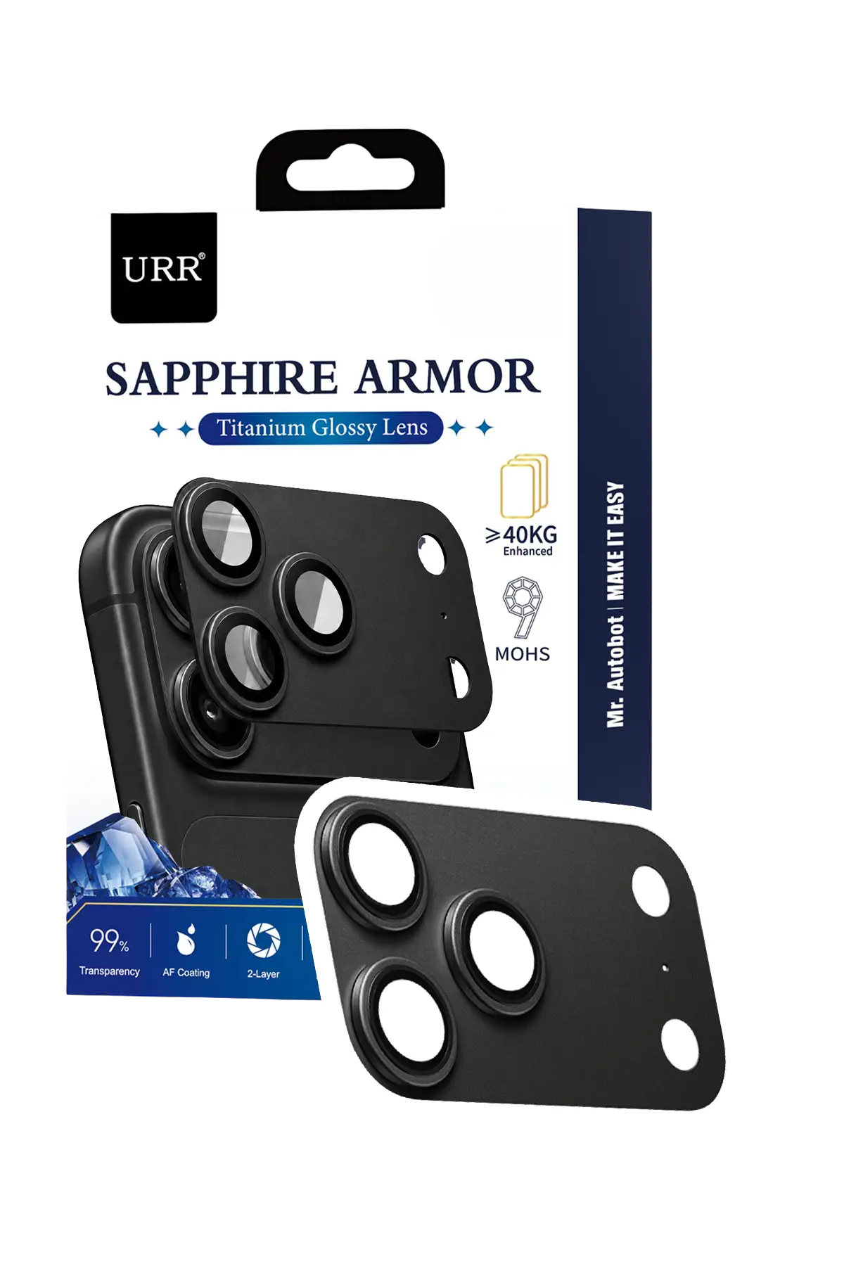URR Apple iPhone 18 Pro Max Sapphire Armor Kamera Lens Koruyucu - Siyah