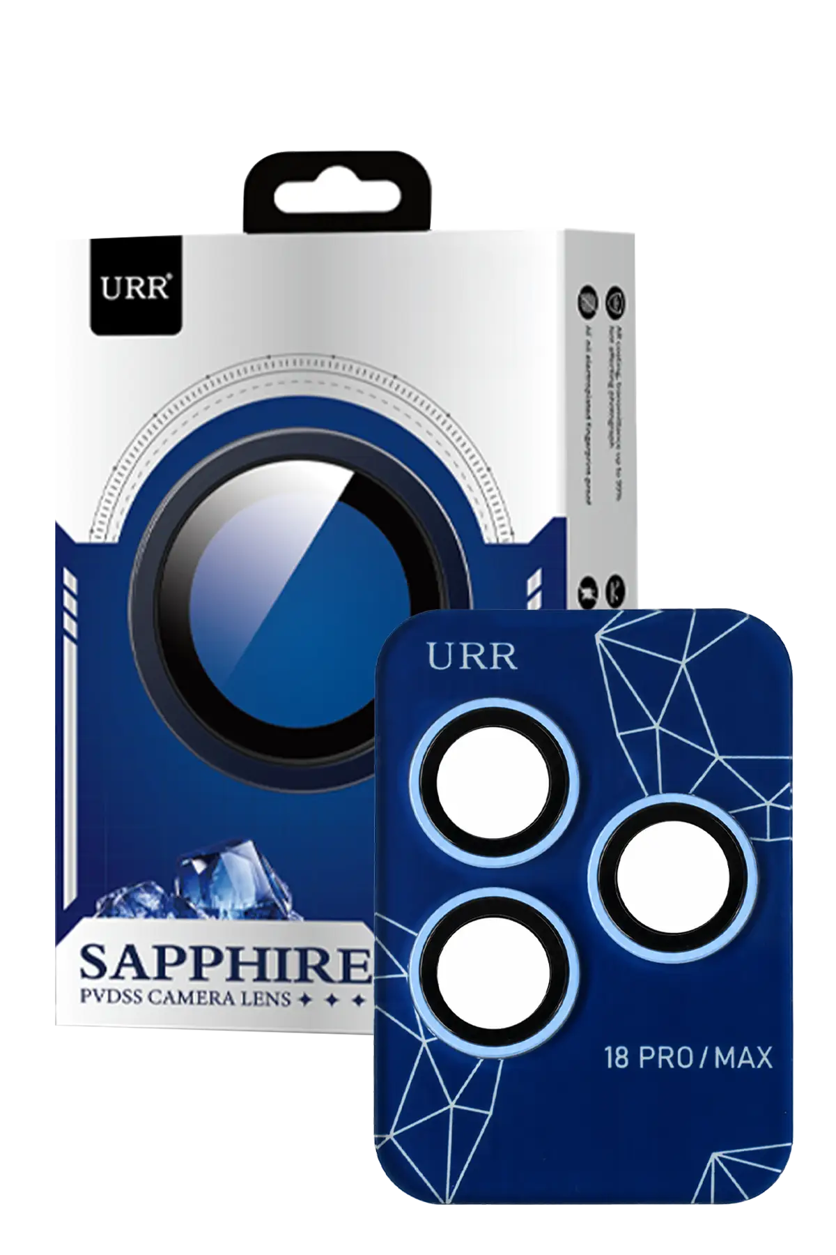 URR Apple iPhone 18 Pro Max Sapphire PVDSS Kamera Lens Koruyucu - Mavi