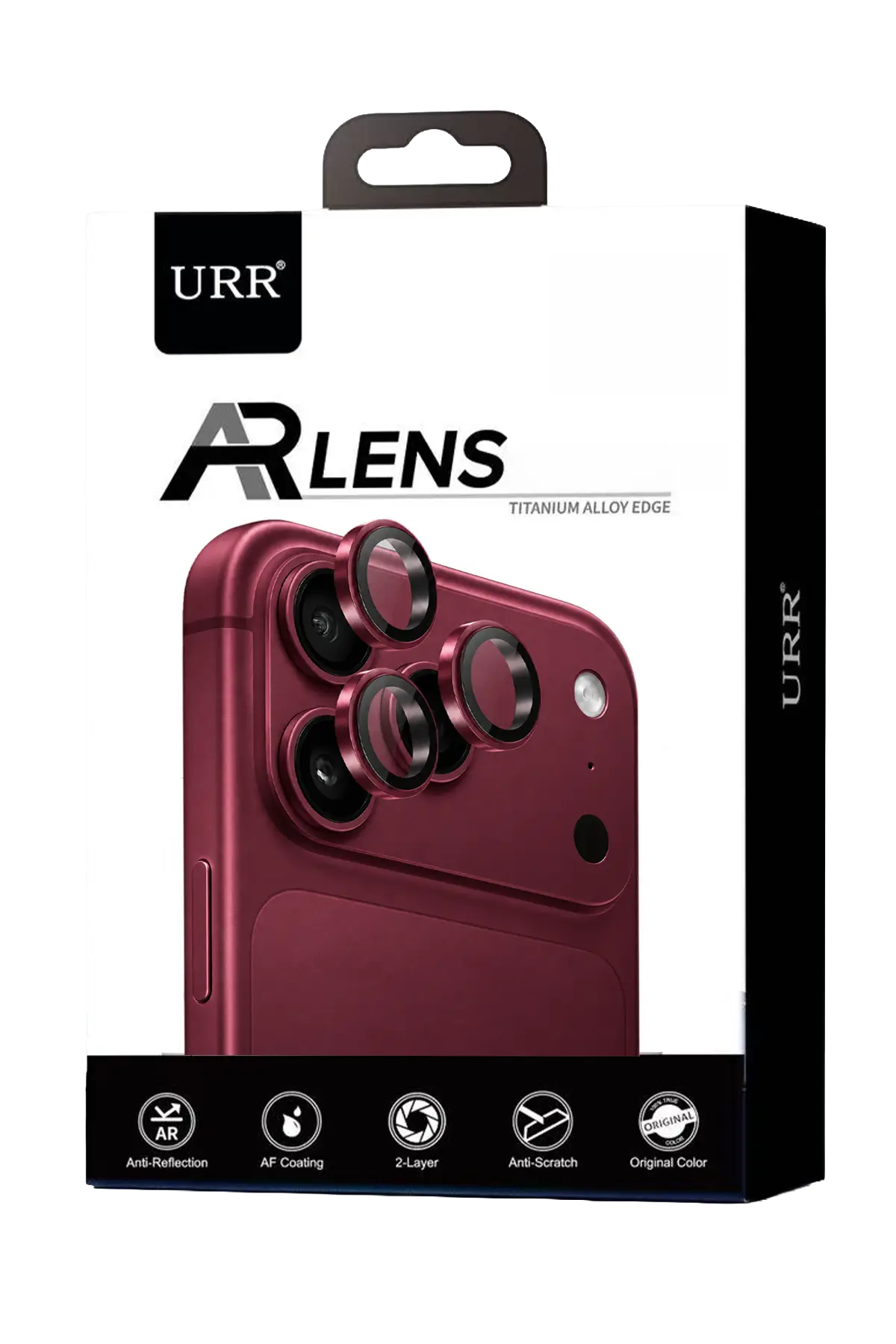 URR Apple iPhone 18 Pro Max Titanium Alloy AR Kamera Lens Koruyucu - Bordo