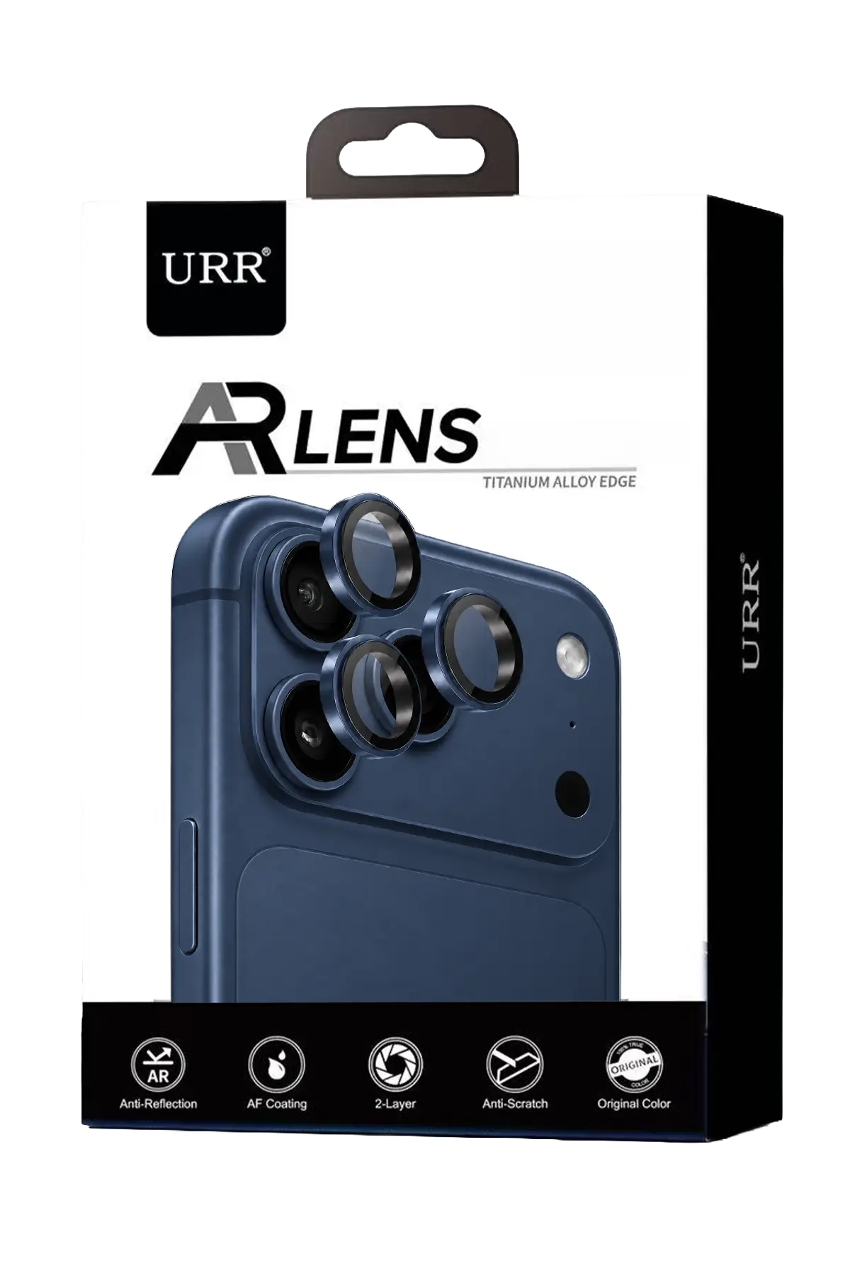 URR Apple iPhone 18 Pro Max Titanium Alloy AR Kamera Lens Koruyucu - Lacivert