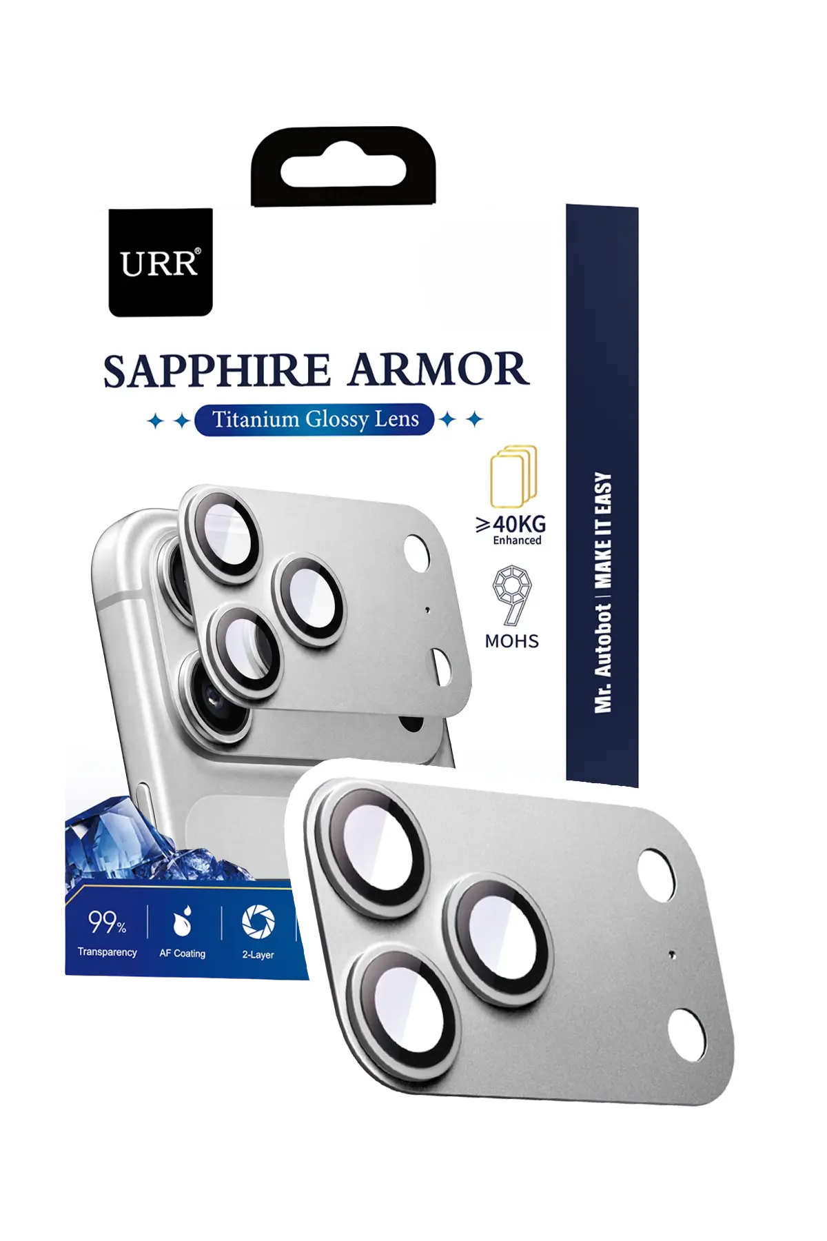 URR Apple iPhone 18 Pro Sapphire Armor Kamera Lens Koruyucu - Gümüş